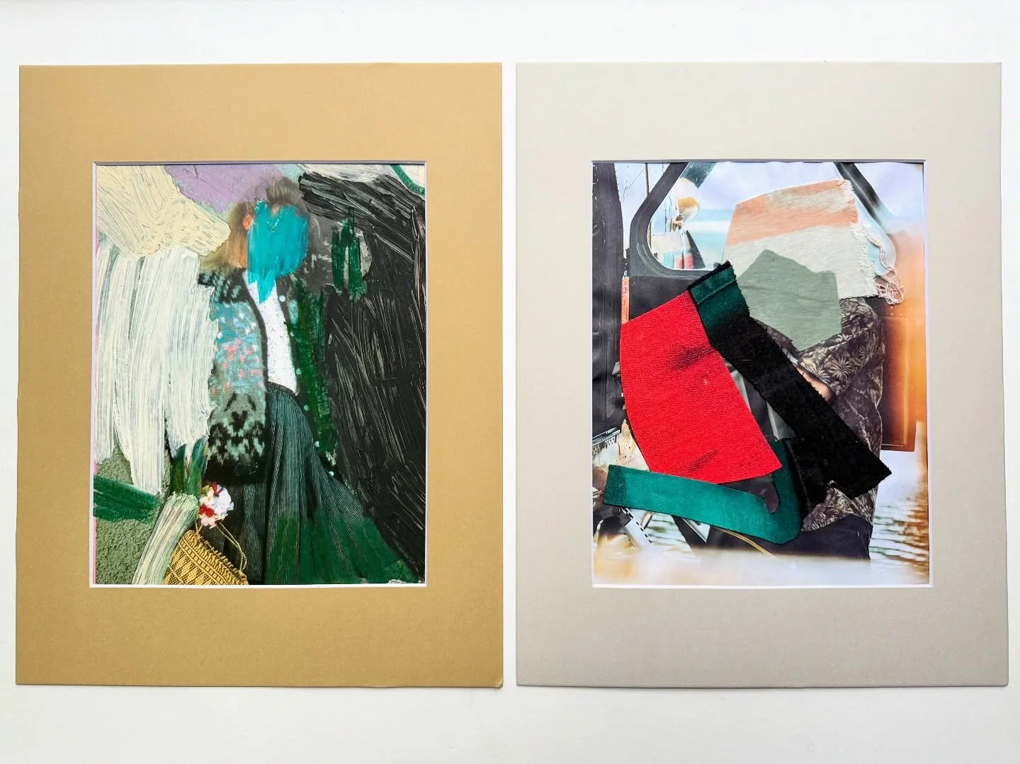 A little sneak peek of what I&rsquo;m bringing to the @redlinedenver holiday market tomorrow 🎁 Works on paper, made with paint, fabric and magazines. $75 each, plus I&rsquo;ll have a few other offerings. And don&rsquo;t forget, a portion of sales to