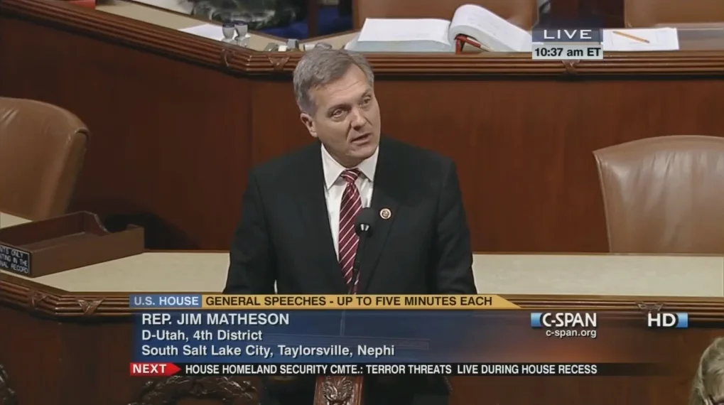 Sen. Jim Matheson Speaks to Congress about Mitchell's Journey.