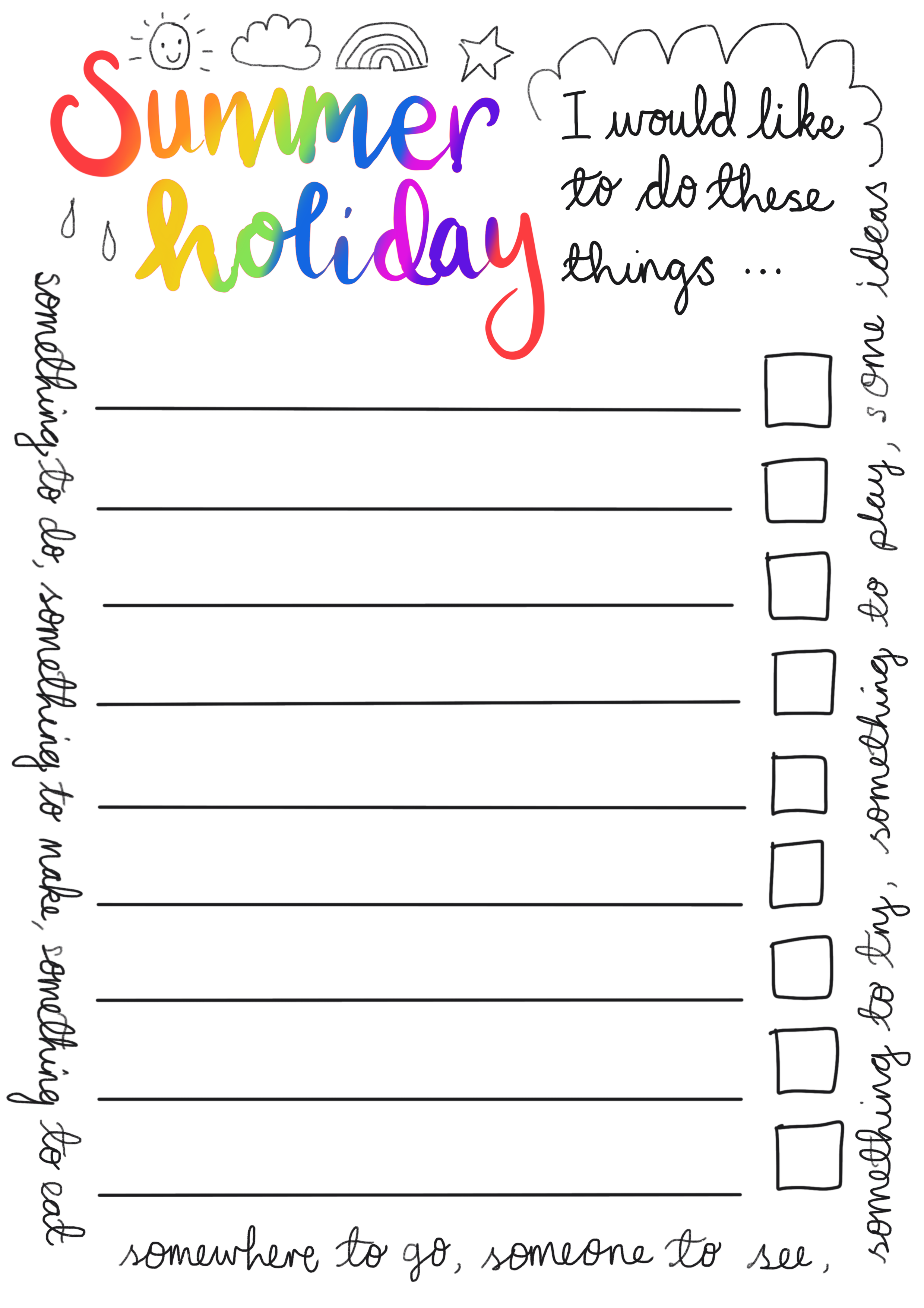 FREE summer wish list template — Rosie Johnson Illustrates