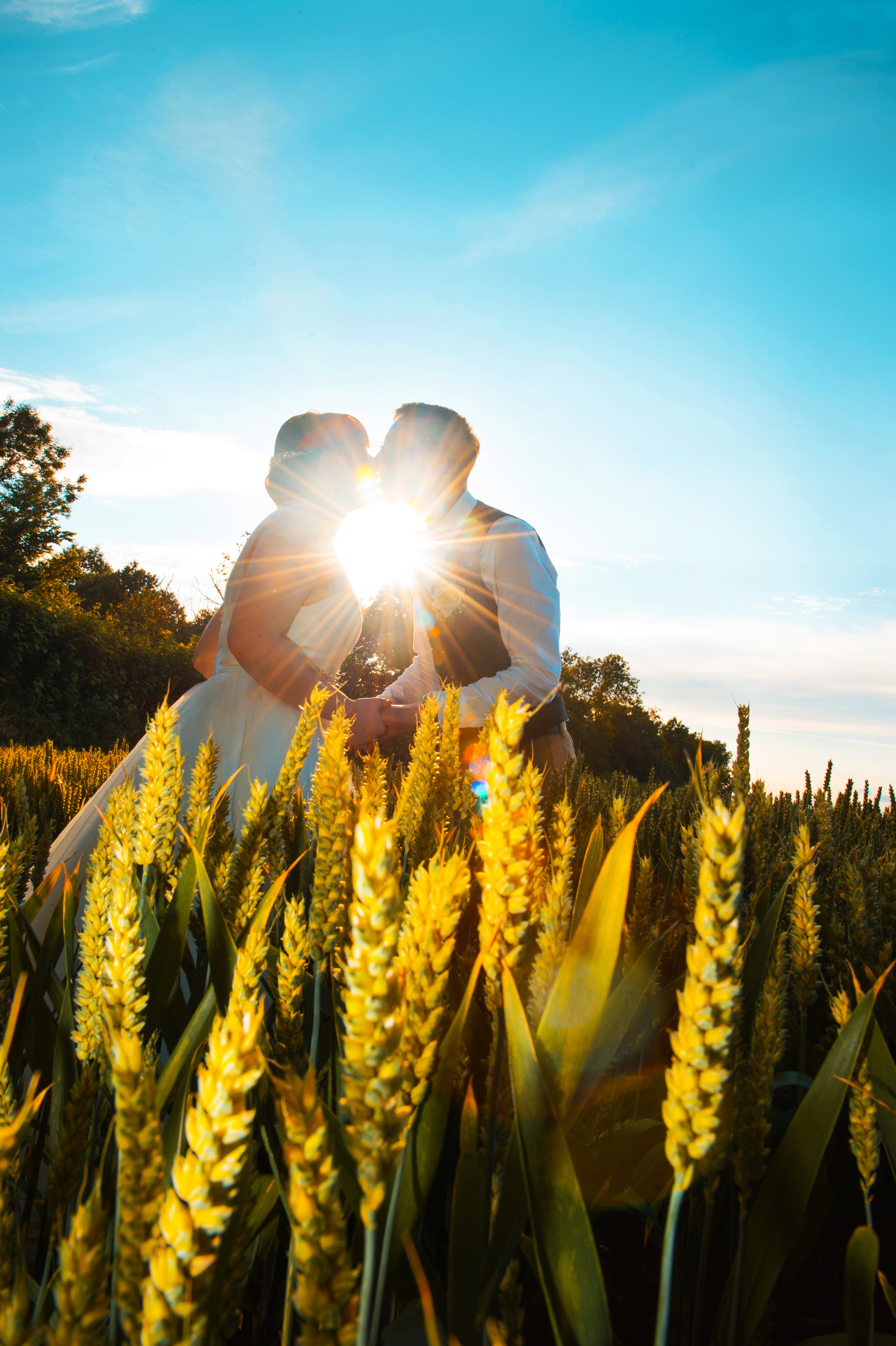 Bride and Groom Sunset at Hatton Village Hall Warwick