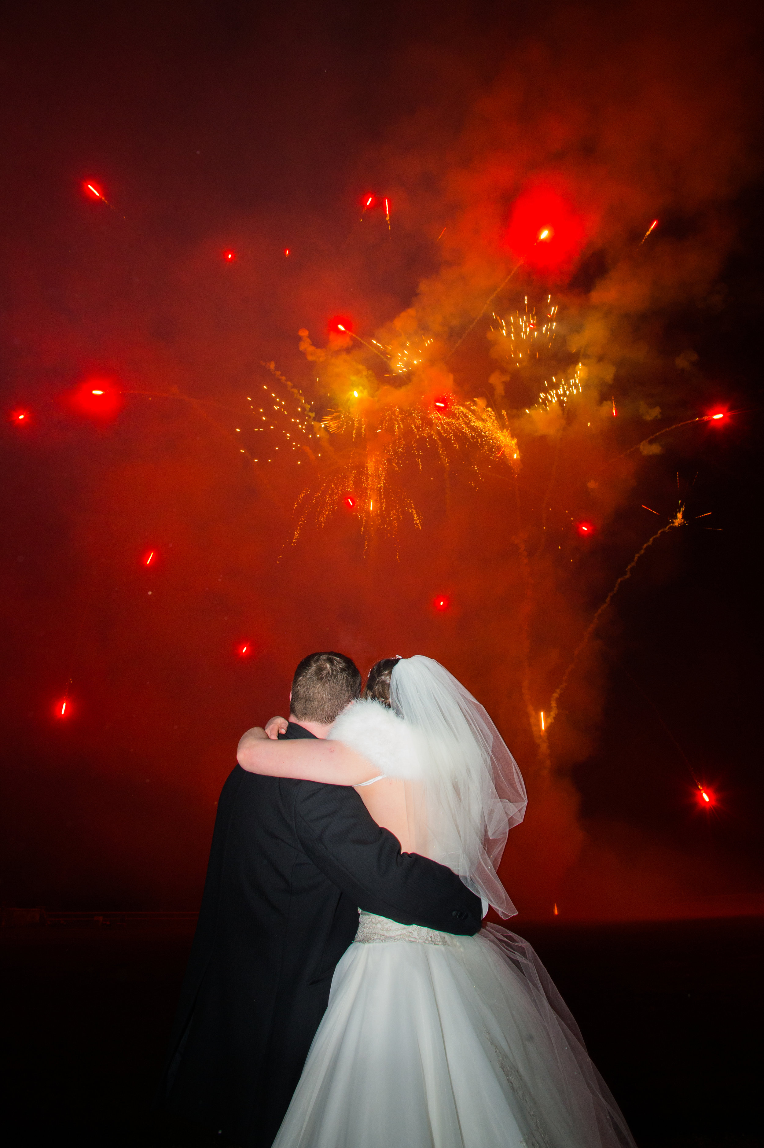 Wedding fireworks at Walton Hall Hotel Warwickshire