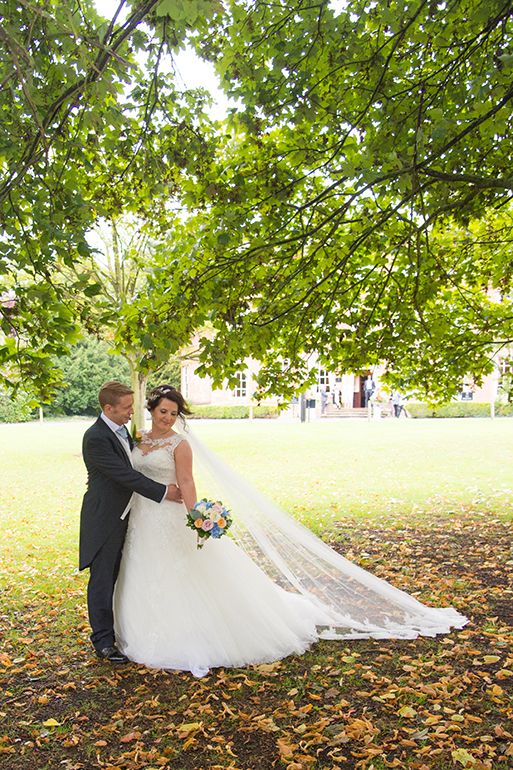 Bride and Groom in front of Anstey Hall Coventry Warwickshire