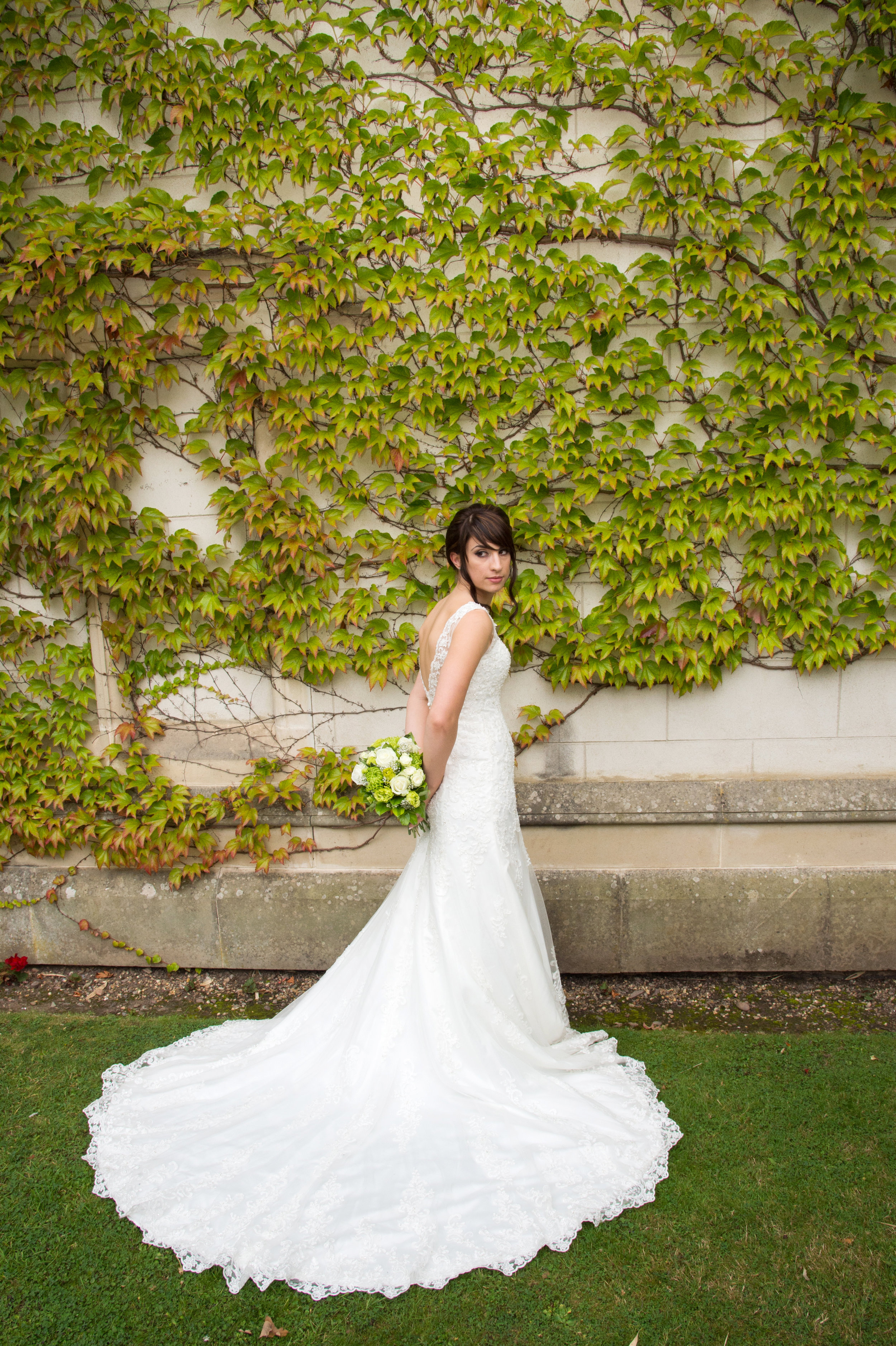 Bride with wedding dress Coombe Abbey Hotel Coventry