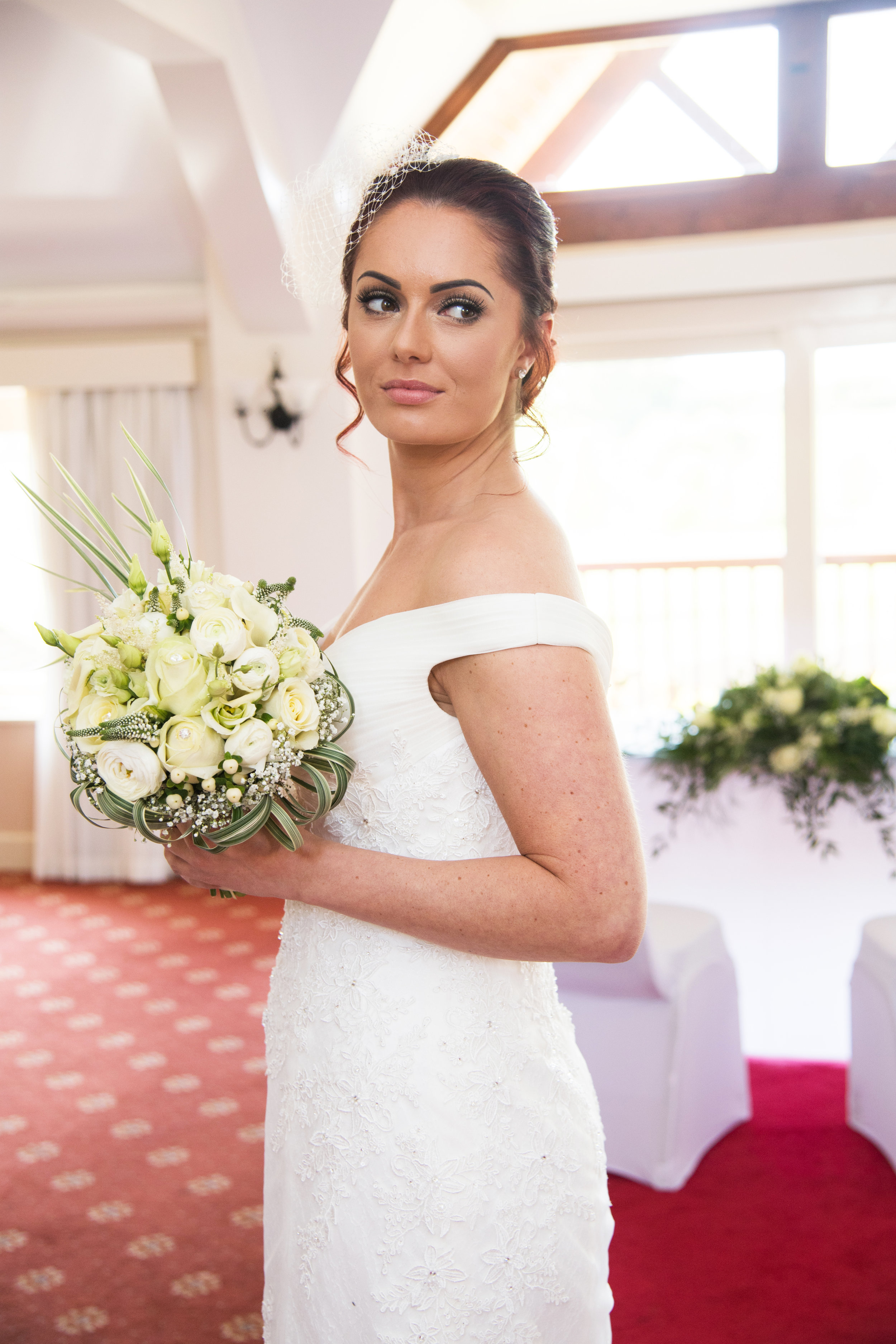 Bride in Ceremony room Henley Golf Club Warwickshire