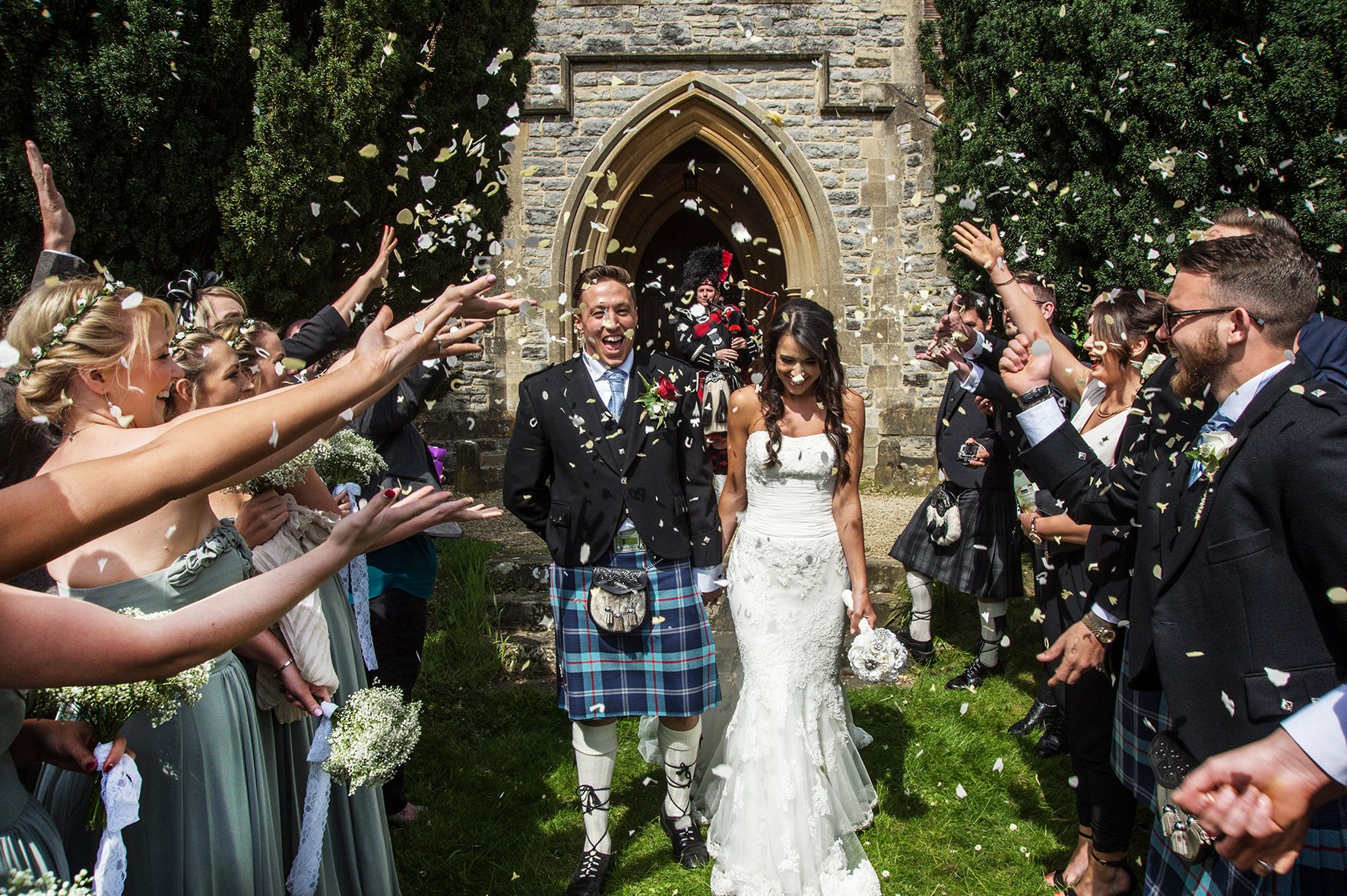 Confetti line at the entrance of Holy Innocents Church Highnam