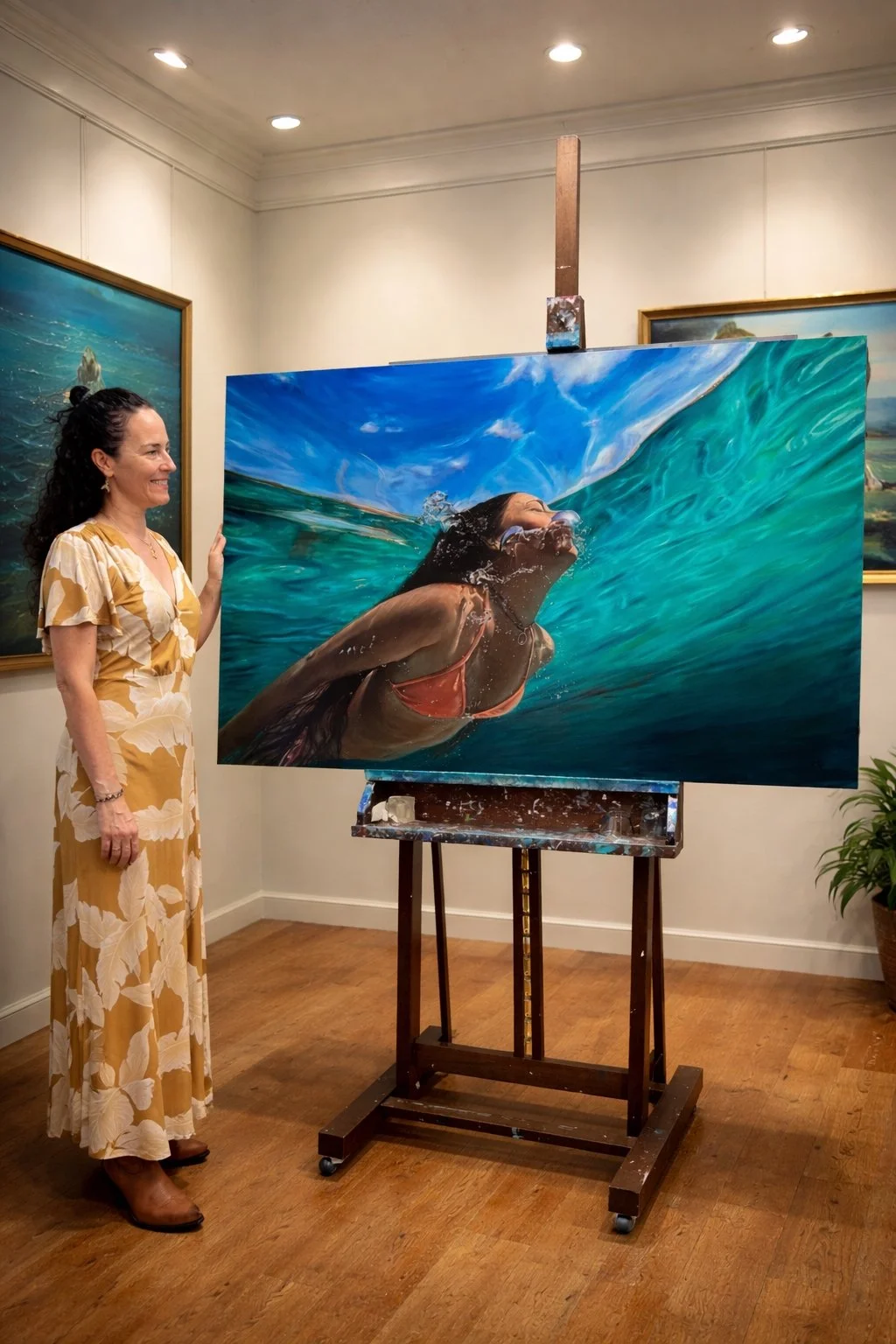 Alexandra Telgmann - self portrait oil painting - torwards the light. - oil anc 24ct of gold leaf - ocean painting (1).jpeg