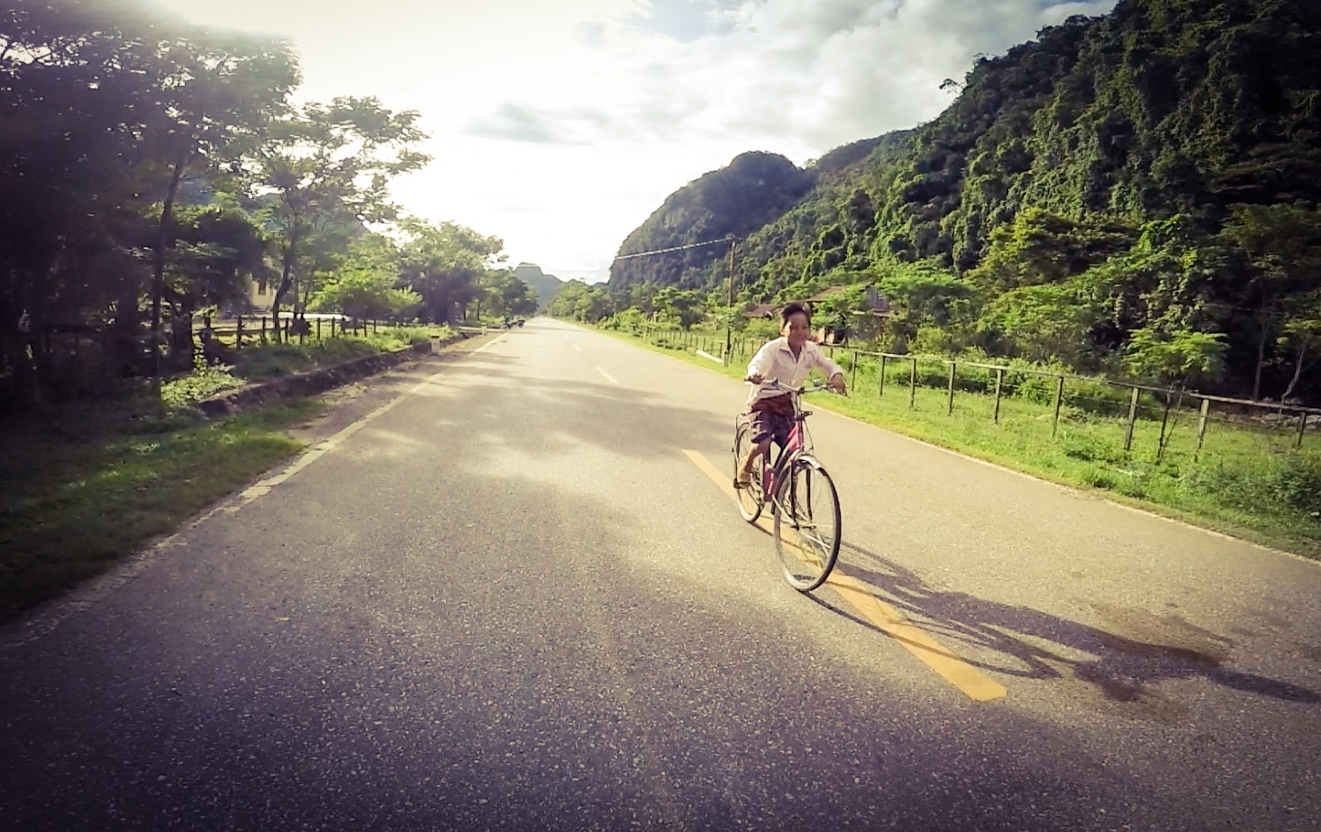 My friend with a big smile who rode with me for a while, I wished I could speak Vietnamese