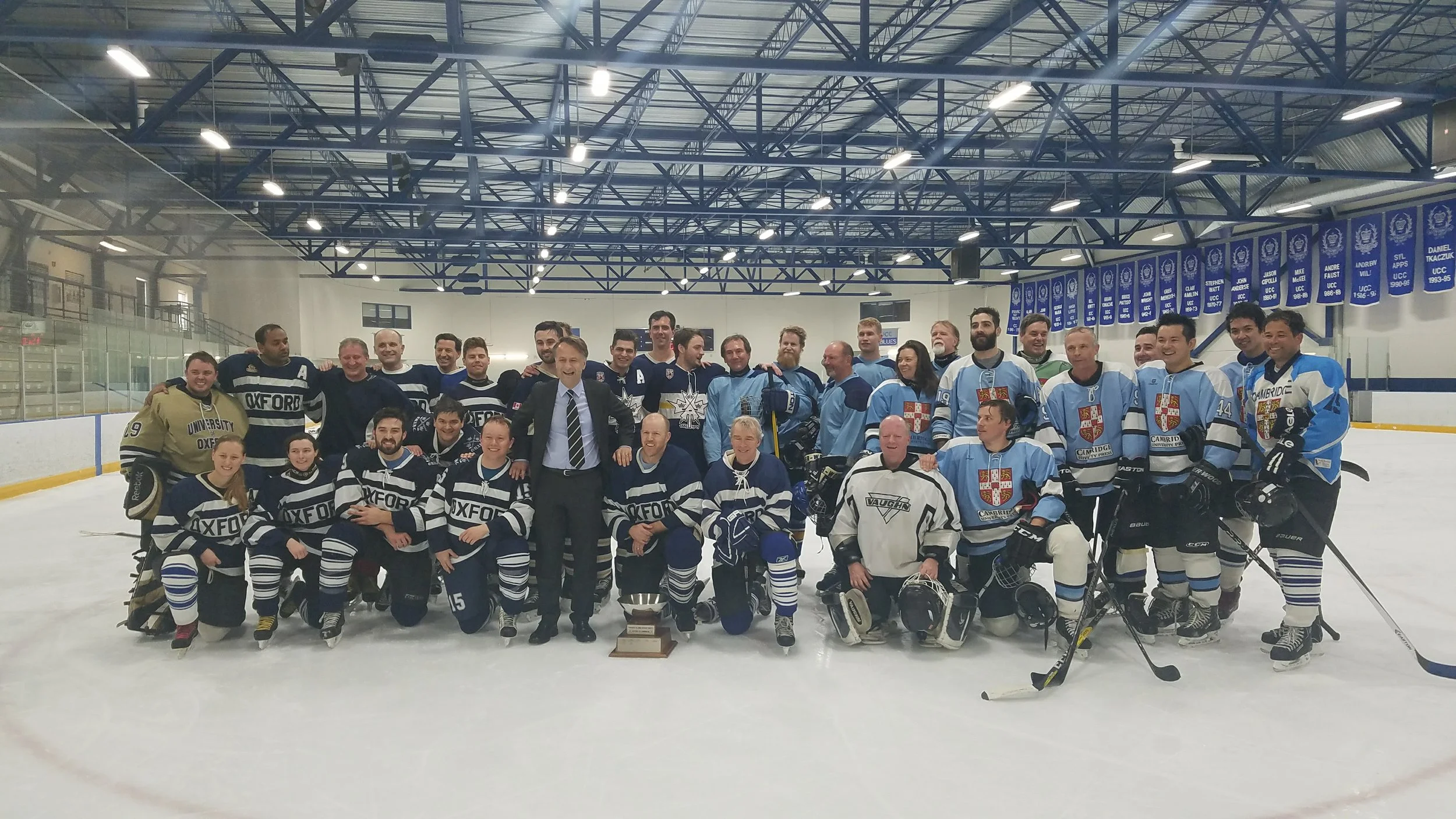 Oxford and Cambridge alumni teams after the 9th Annual Alumni Game in Toronto.