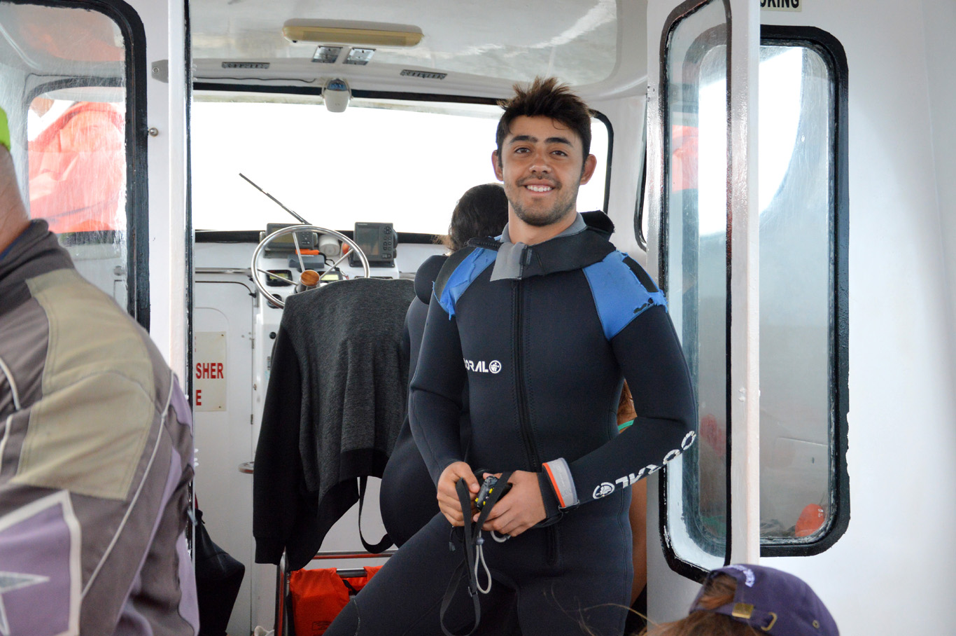 Putting the wetsuit on