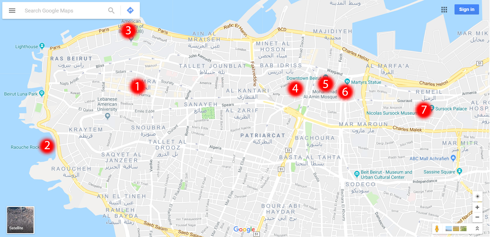 Map of Beirut