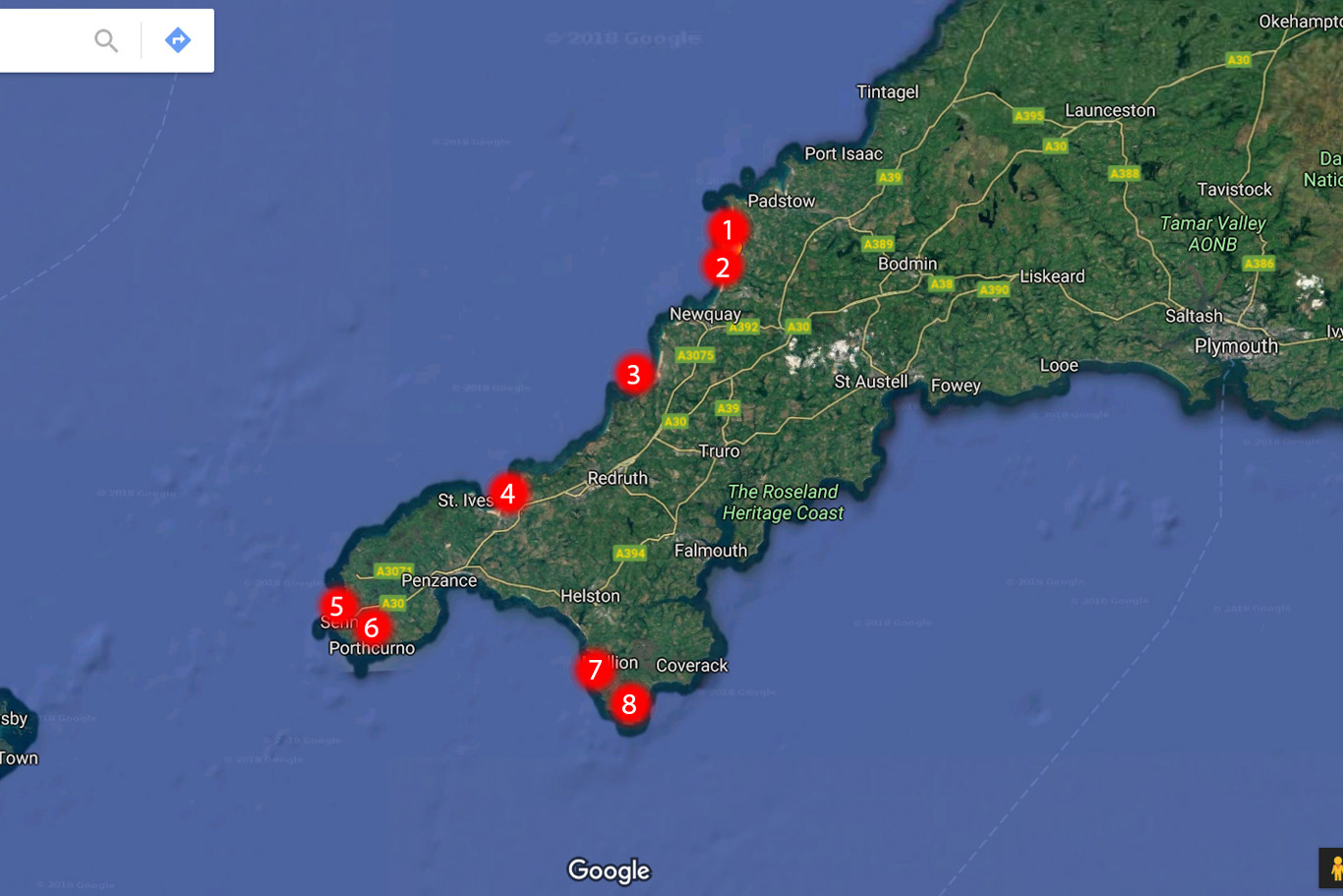 places to visit cornwall map