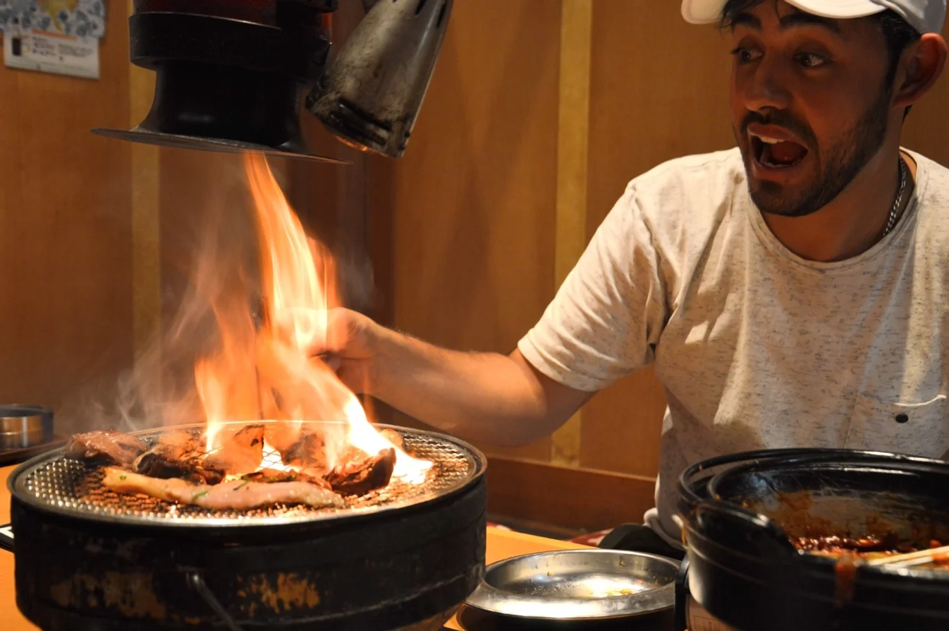 Fire out of control while grilling the beef