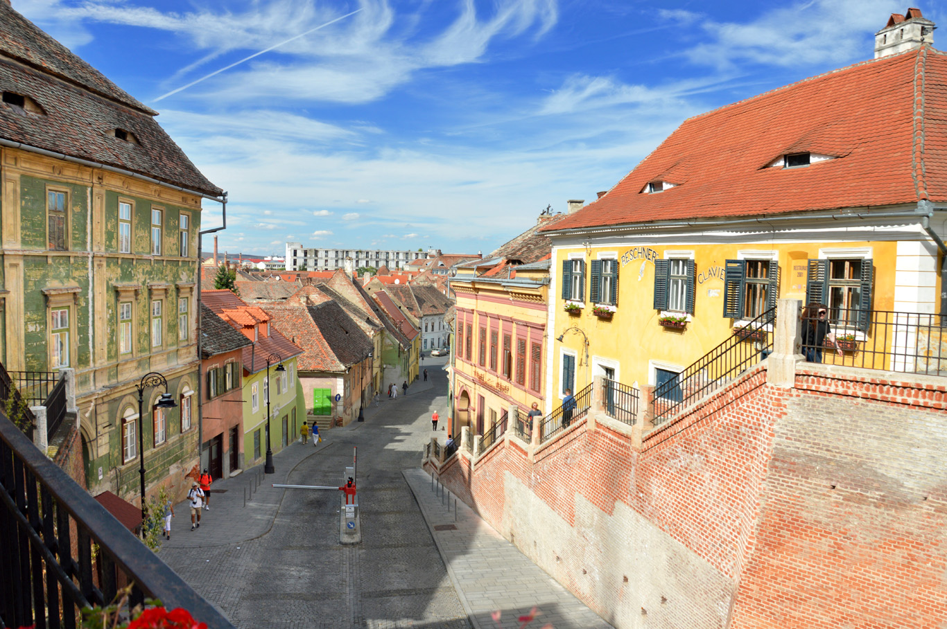 Aerial view of Sibiu old town. The history of Hermannstadt reaches