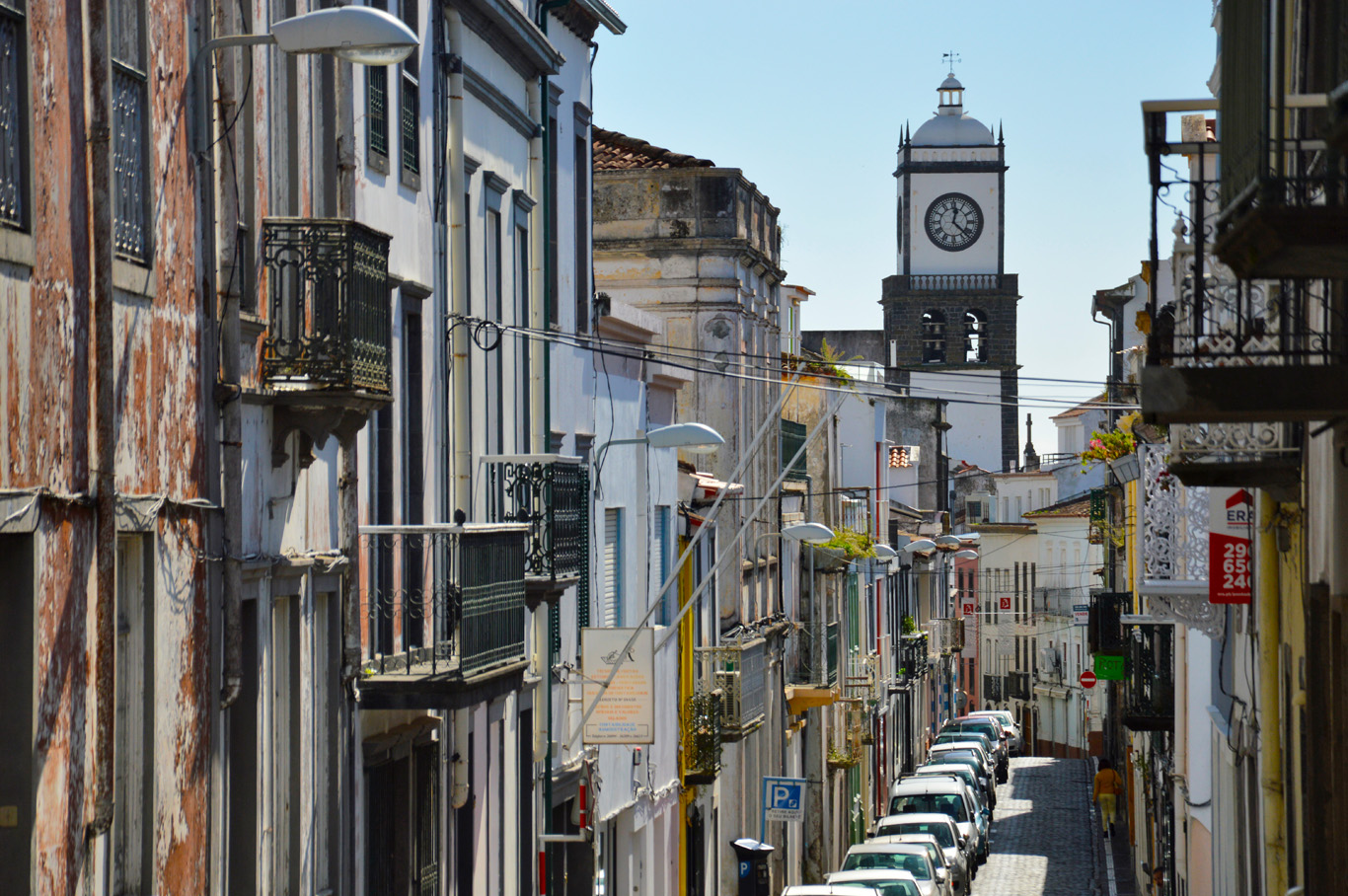 Ponta Delgada - the clock tower seen in the distance
