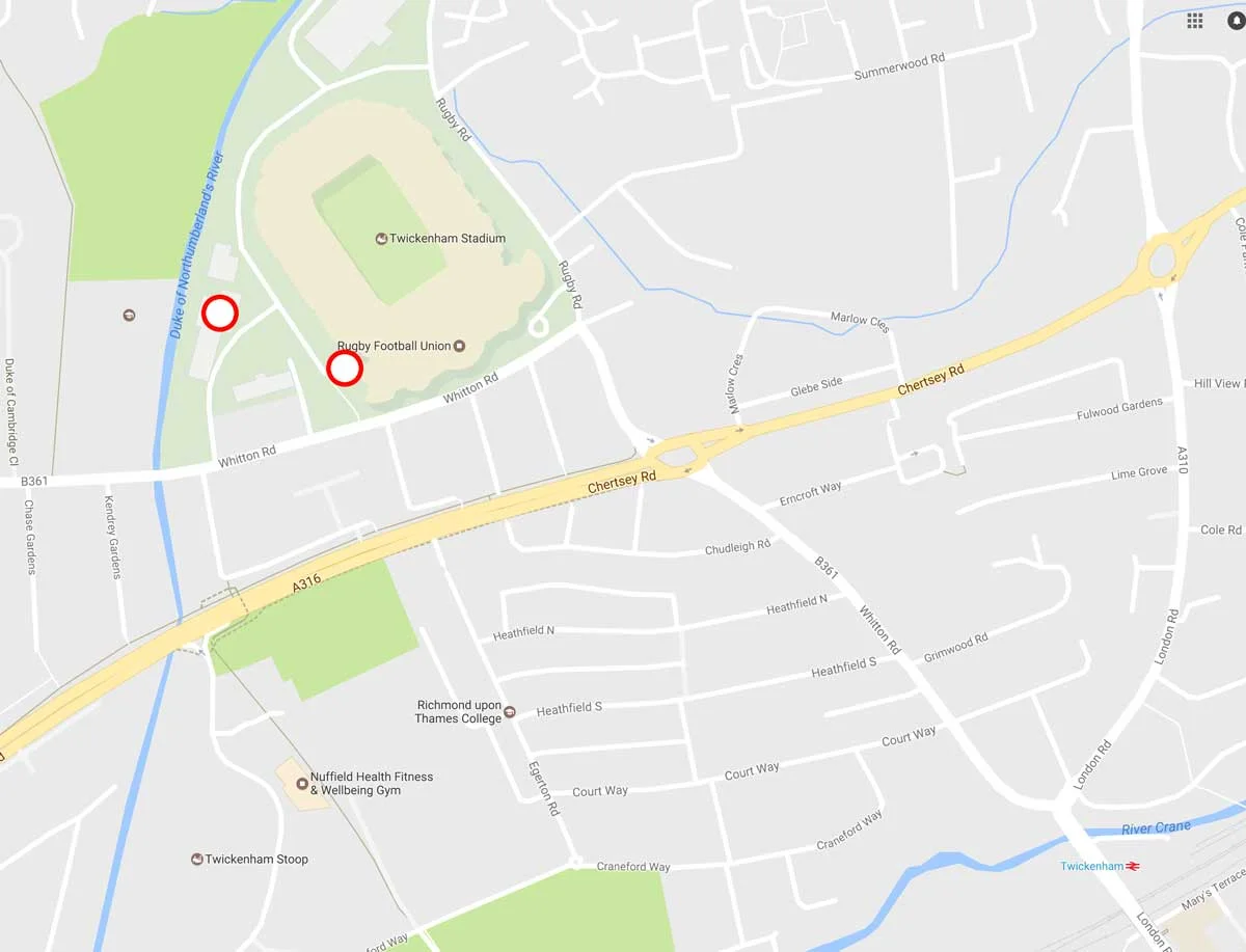 There are two real ale bars indicated in red