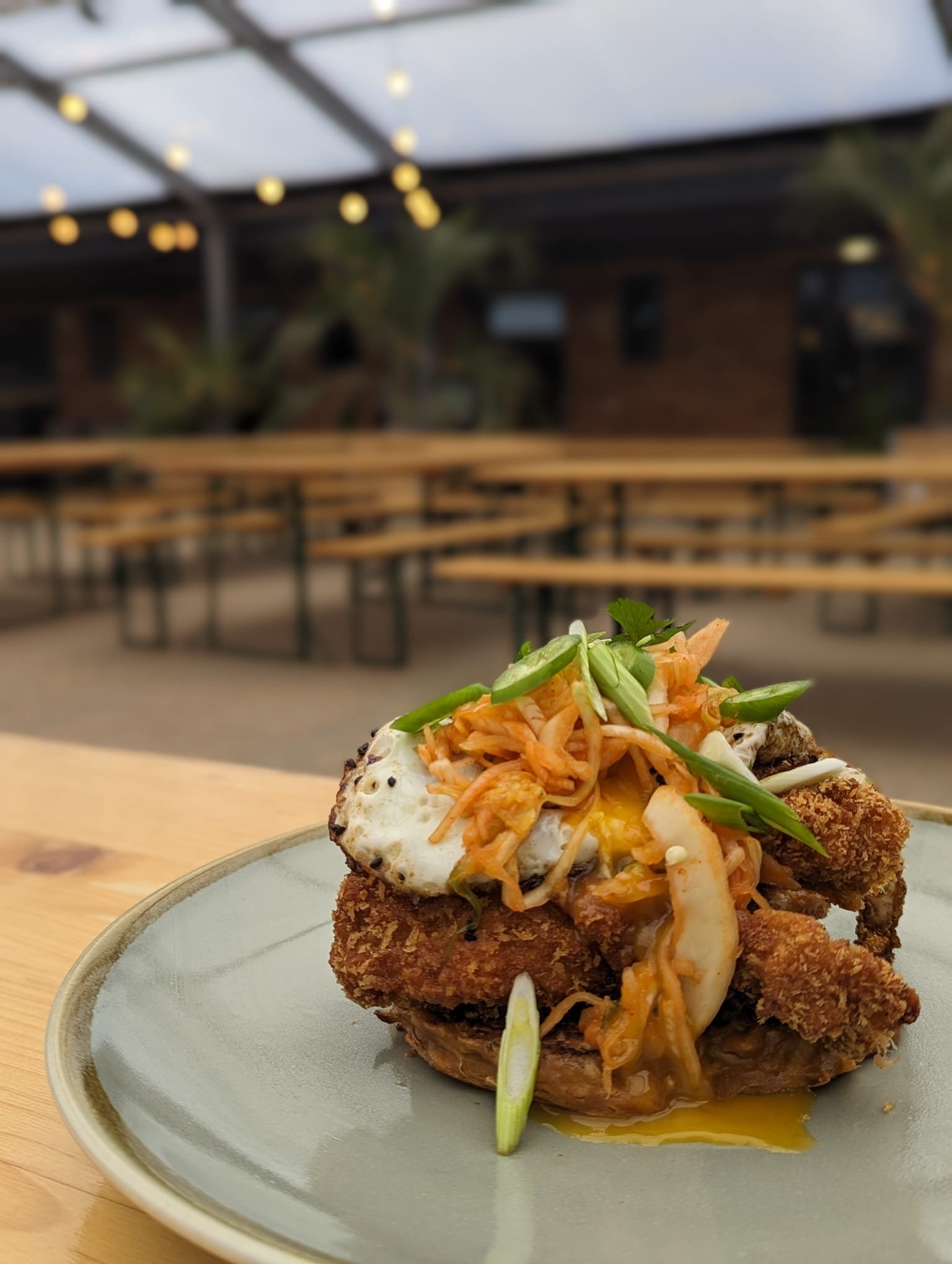 Kimchi Pancakes with Fried Chicken, Fried Egg and Slaw.jpg
