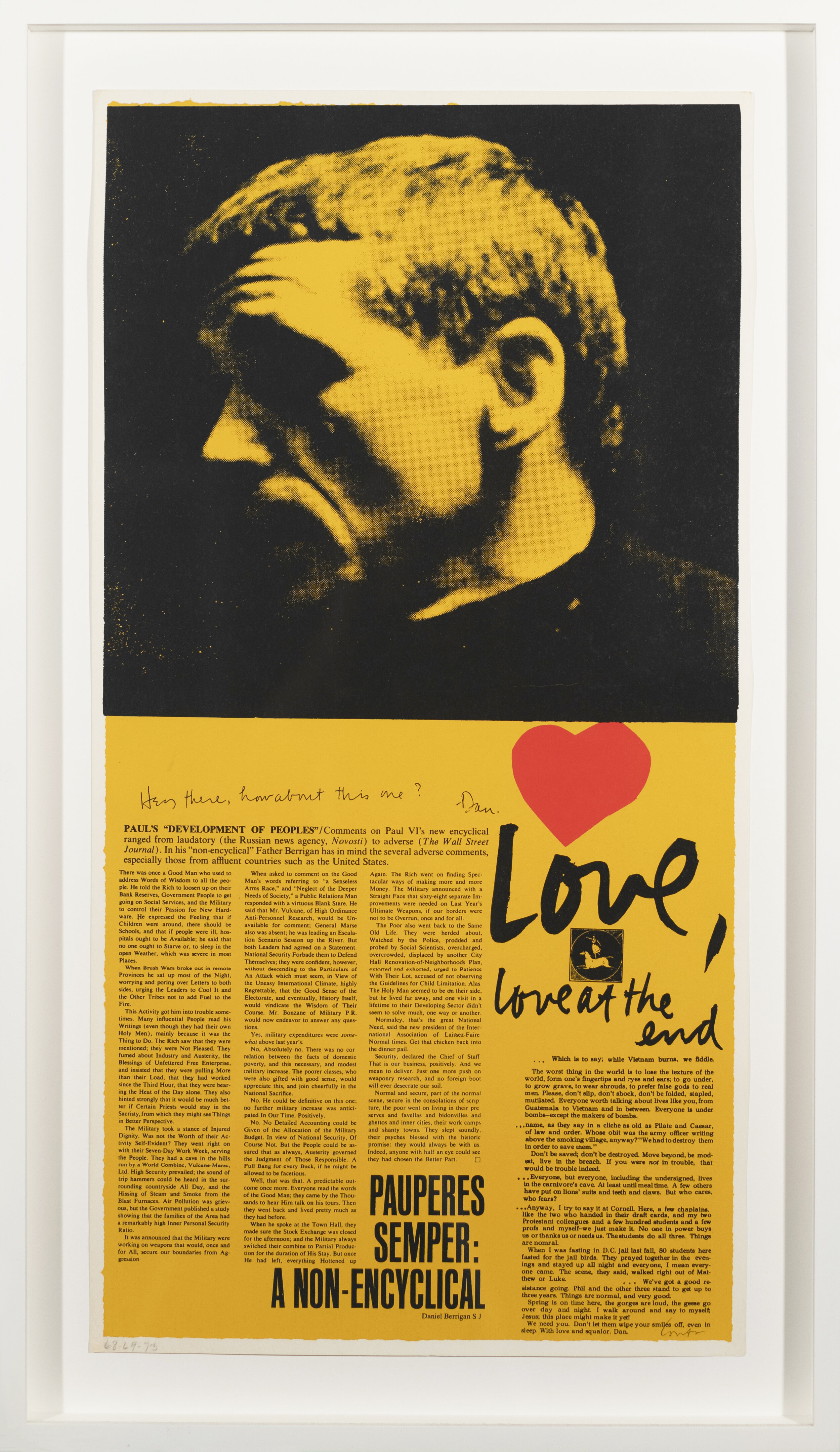  Corita Kent, Love at the end, 1969, silkscreen on paper, 26 1/8" x 15 1/8 " (framed) 