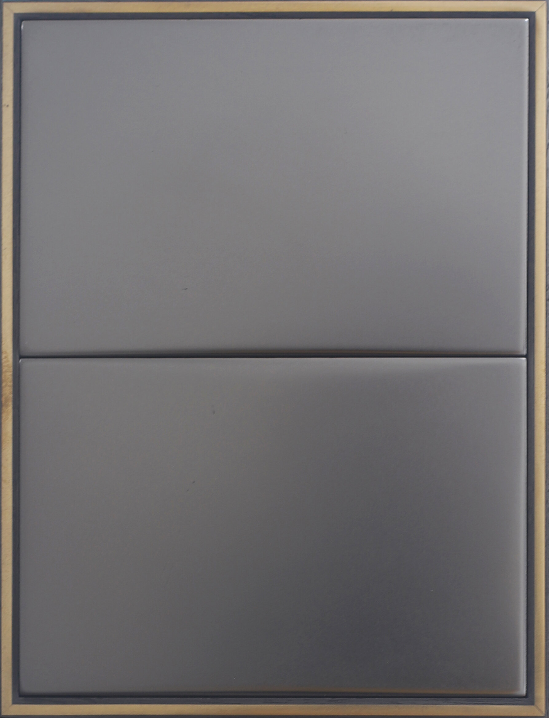  Myeongsoo Kim, Untitled_Polished black graphite, 2017, polished solid graphite panel, brass inlaid stained walnut, 13" x 7" x 2" 