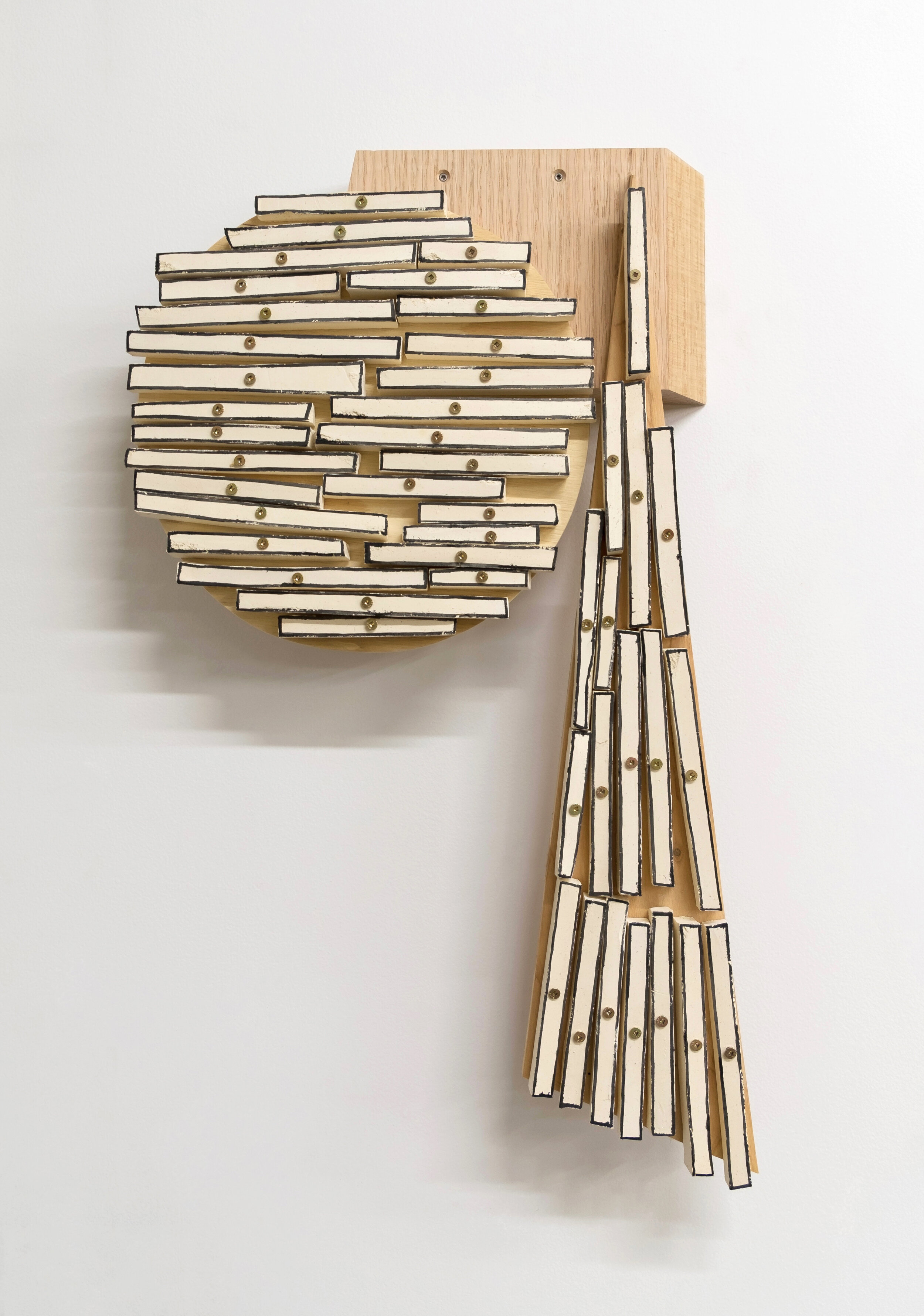  Christina Tenaglia, untitled, 2019, wood, earthenware, ink, screws, 14” x 23-2/3" x 2-7/8” 