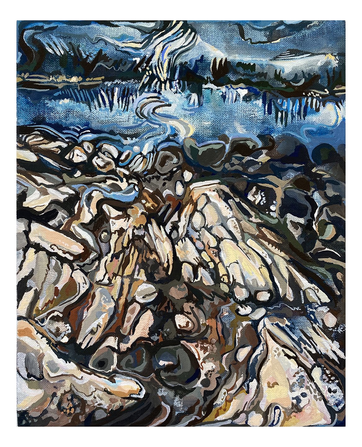  Maria Calandra, Foot Rock at Barred Island, 2021, acrylic on canvas over panel, 10 x 8 inches 