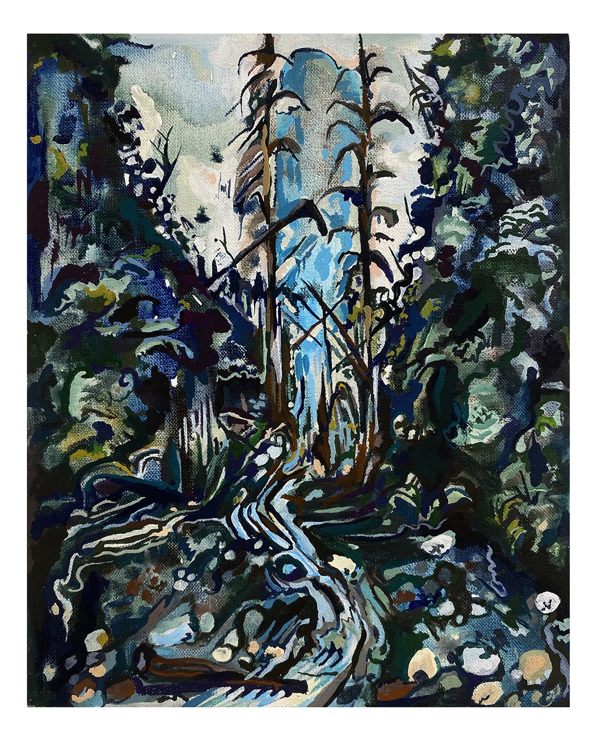  Maria Calandra, Fern Canyon at Prairie Creek, 2021, acrylic on linen over panel, 10 x 8 inches 