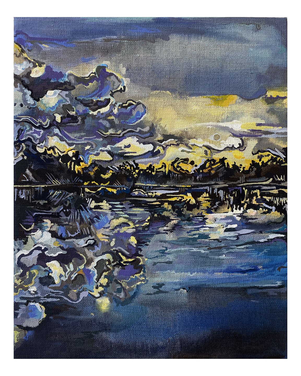  Maria Calandra, Visiting at Sunset on the Bayou, 2021, acrylic on linen over panel, 10 x 8 inches 