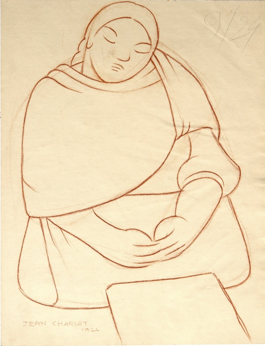  Jean Charlot,  Drawing of Luz Jiménez , 1924, exhibition copy of conté drawing on paper, 20 x 16 inches (framed). Jean Charlot Collection, University of Hawaii Library © Jean Charlot Estate LLC. 