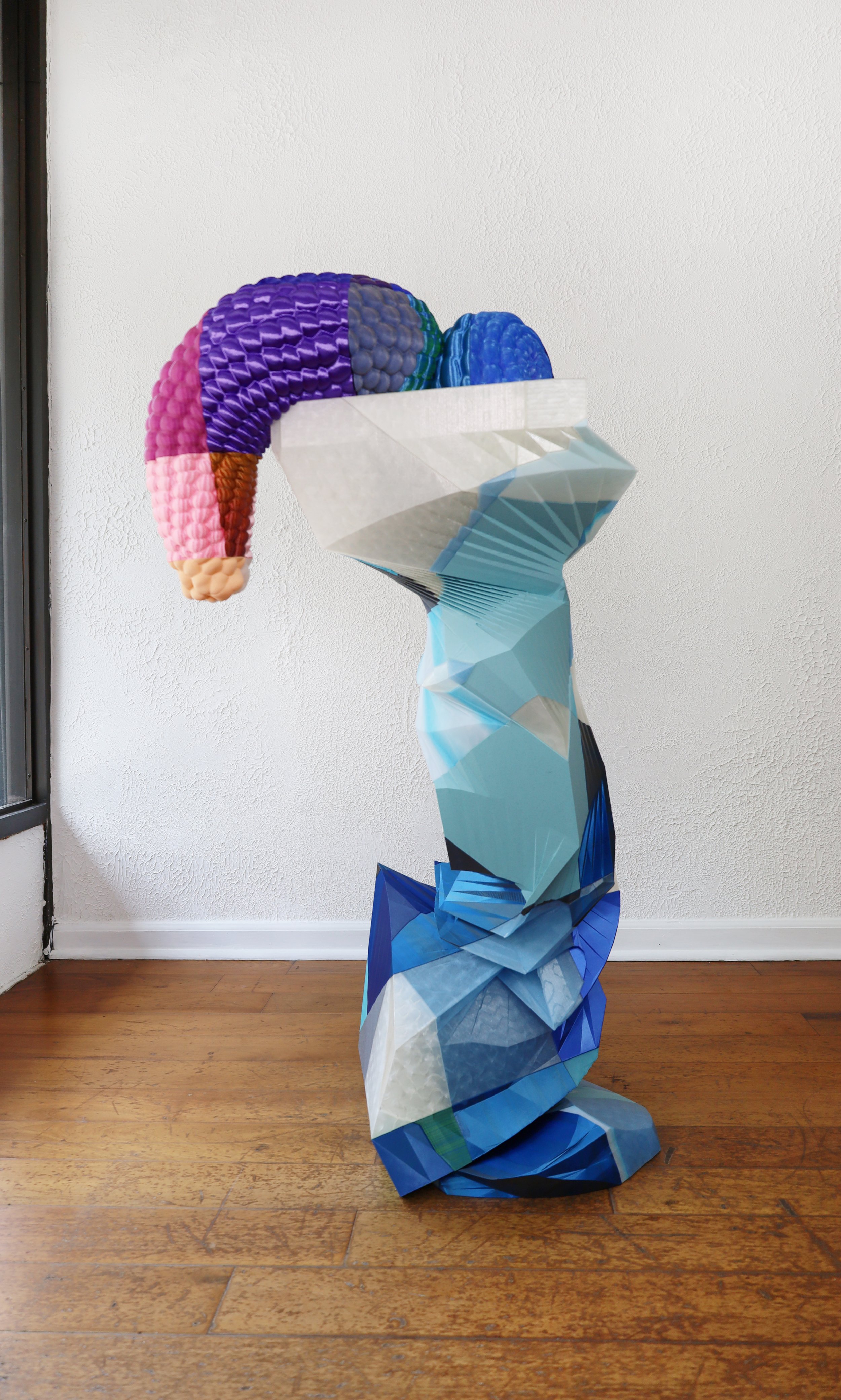  Gracelee Lawrence,  Pain Avoidance Technology , 2022, 3D printed PLA plastic, 47 x 22 x 18 inches 