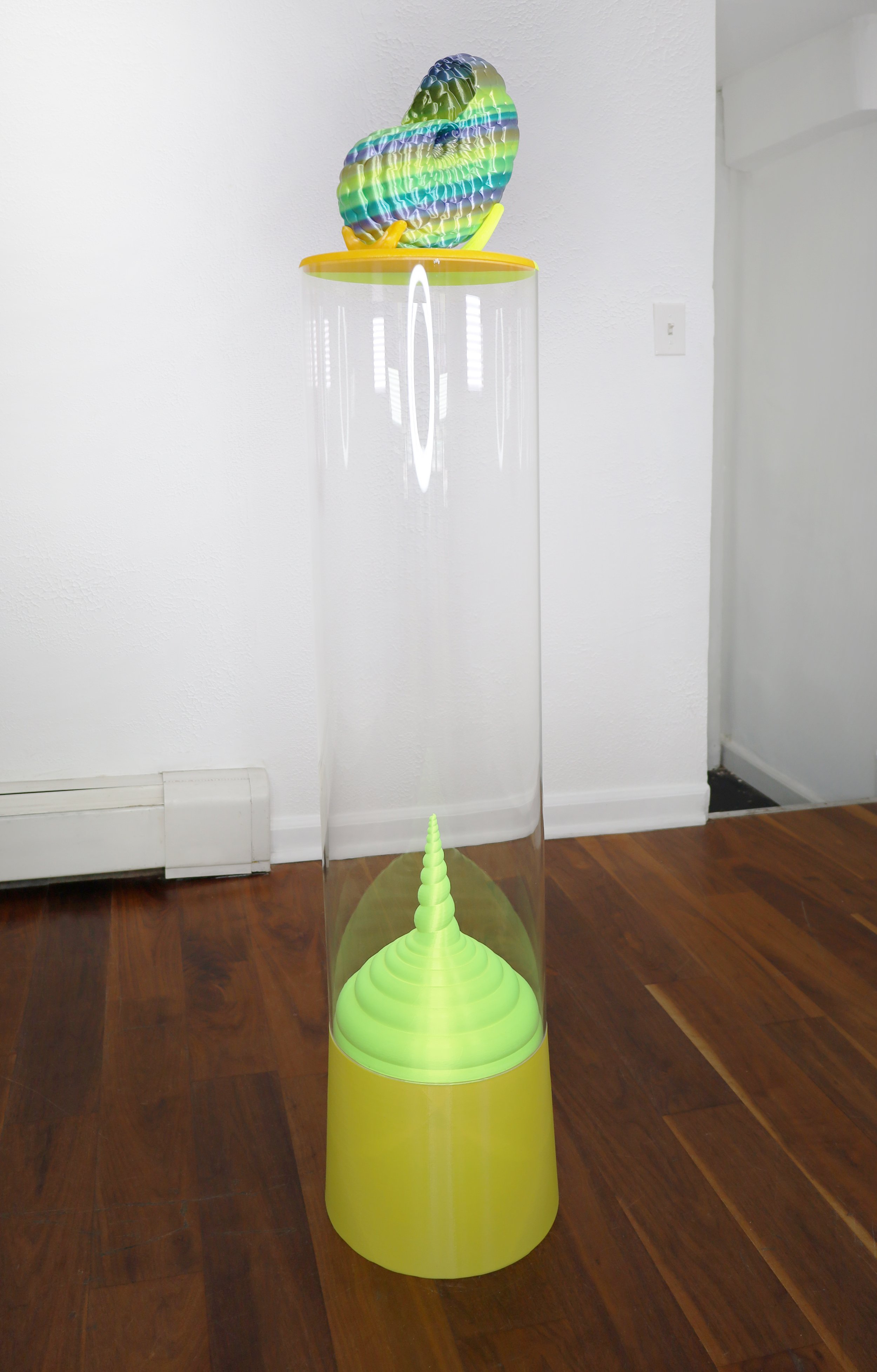  Gracelee Lawrence, untitled, 2022, 3D printed PLA plastic, acrylic tube, 55.25 x 12 x 12 inches, edition of 10 with 2 APs 