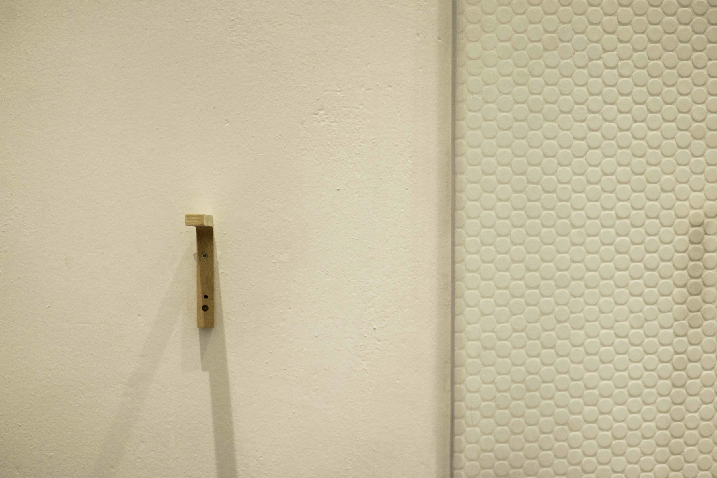 Toilet roll holder and shower wall detail
