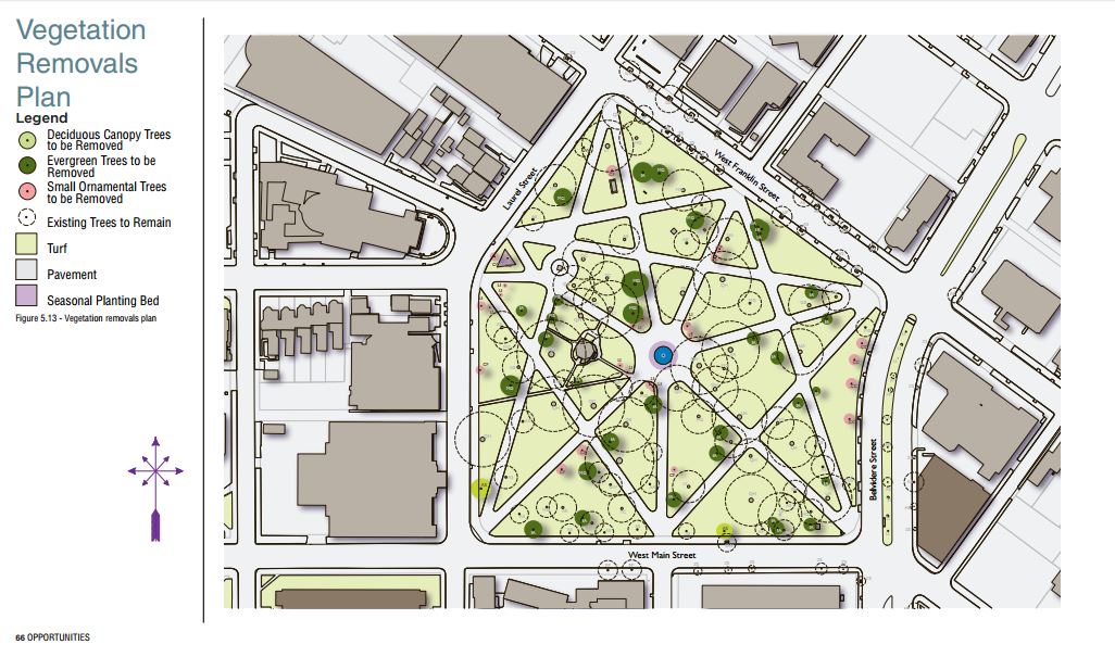 Monroe Park Master Plan Vegetation Removals Plan. 