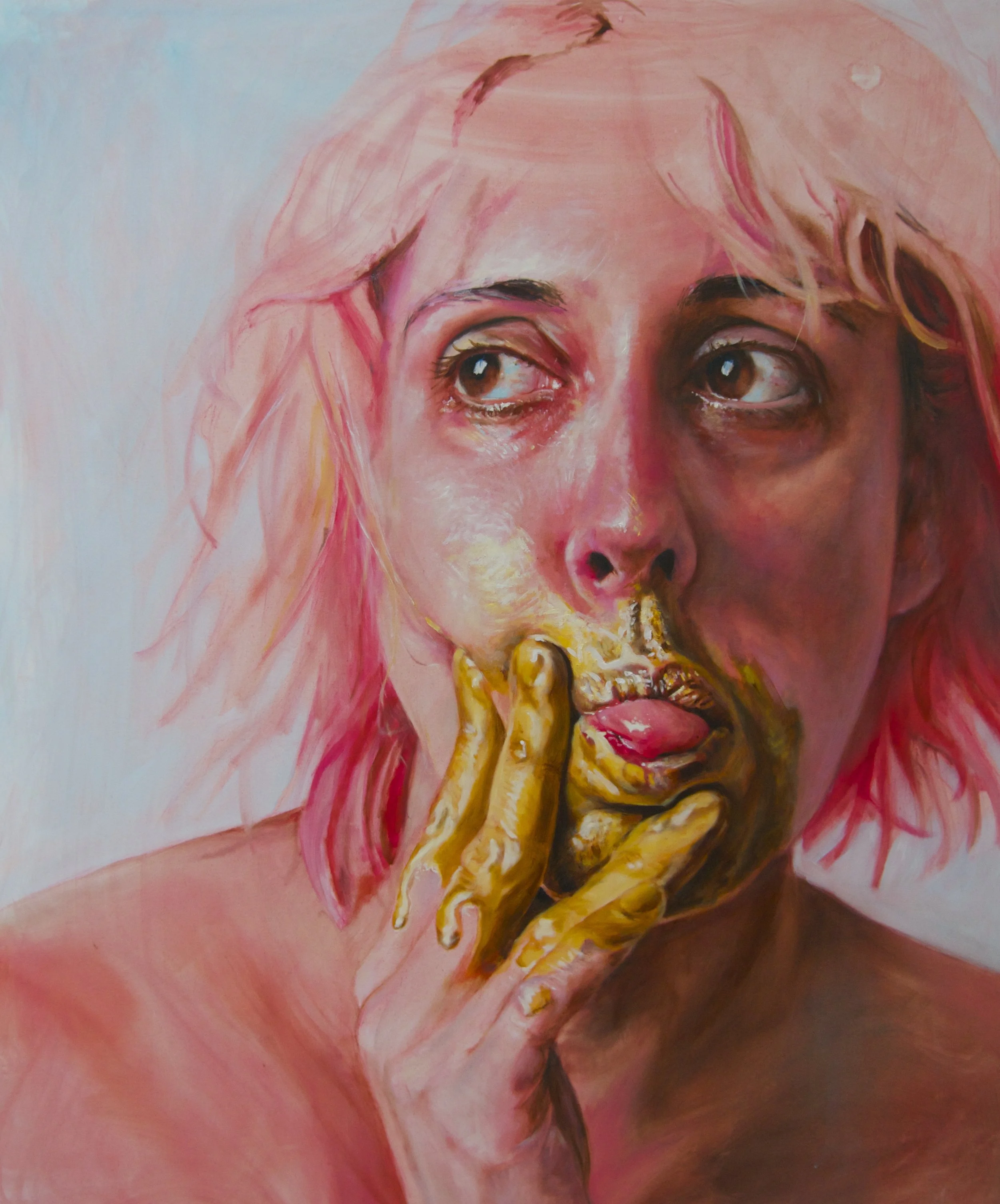 Gold Paint Play, 100x120cm, Oil on Canvas 