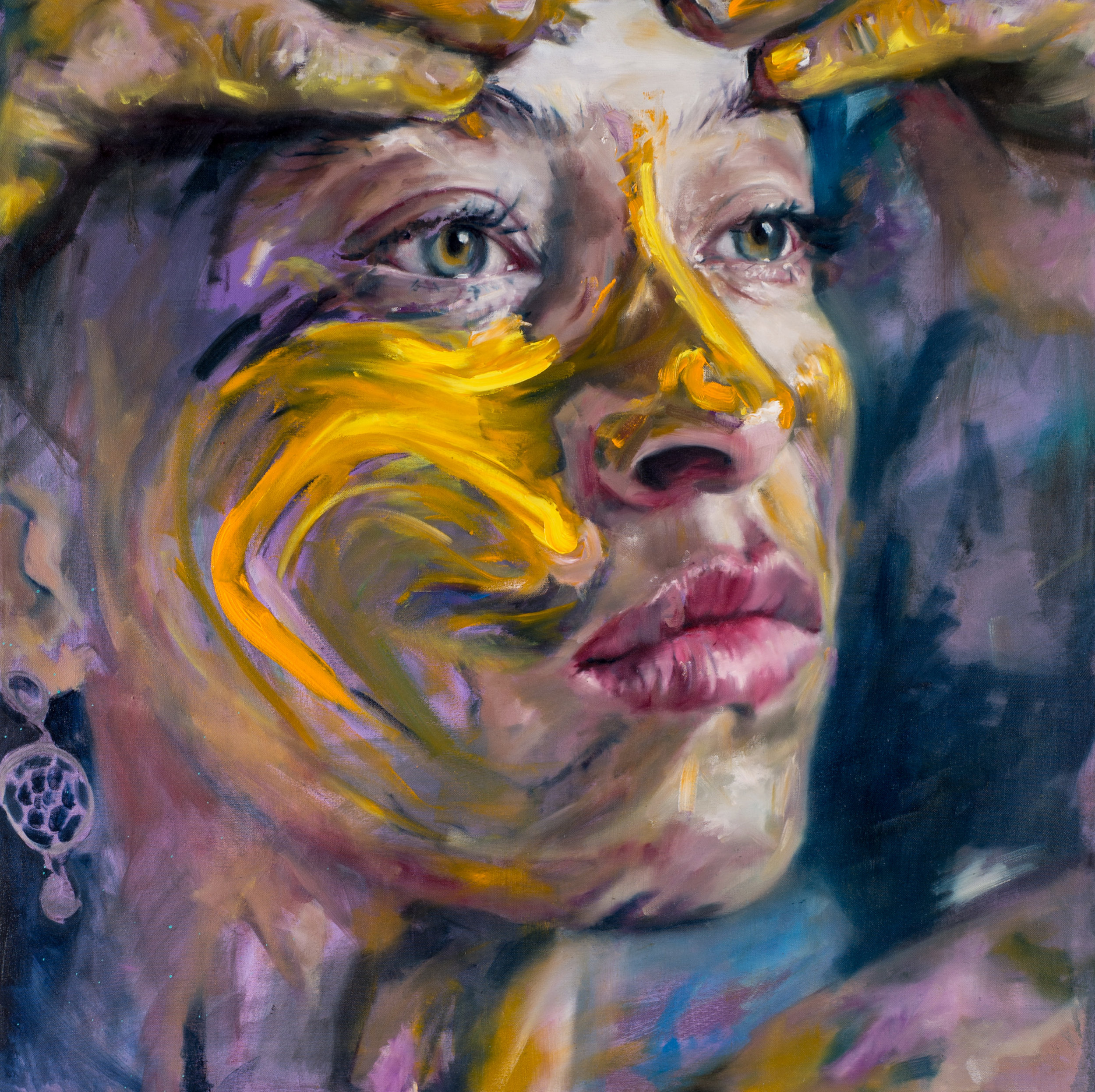 Violet-Yellow, 100x100cm, Oil on Canvas (SOLD)