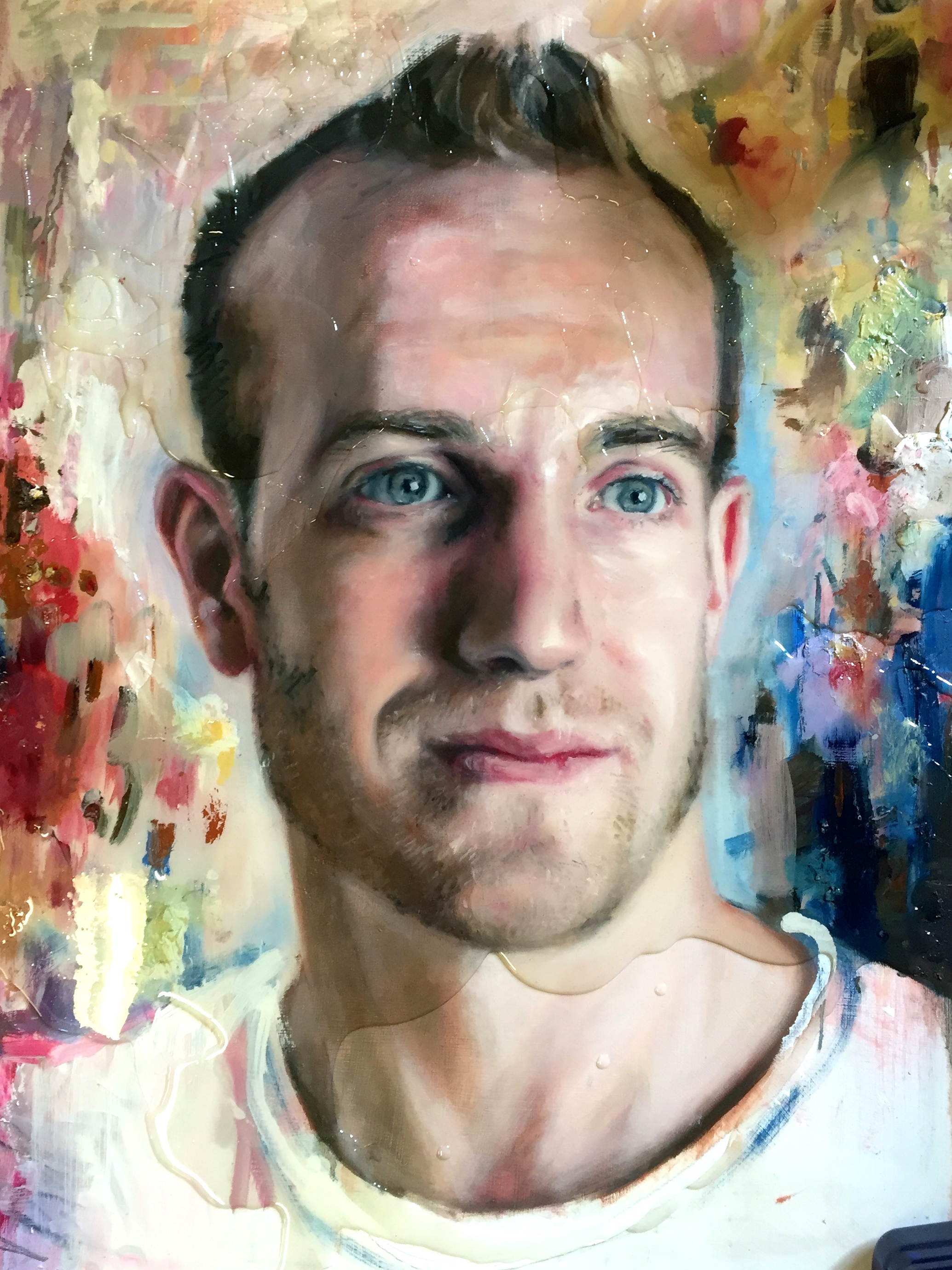 Dylan, Palette Portrait commission, 60x80cm, Oil and Resin on Board. (SOLD)