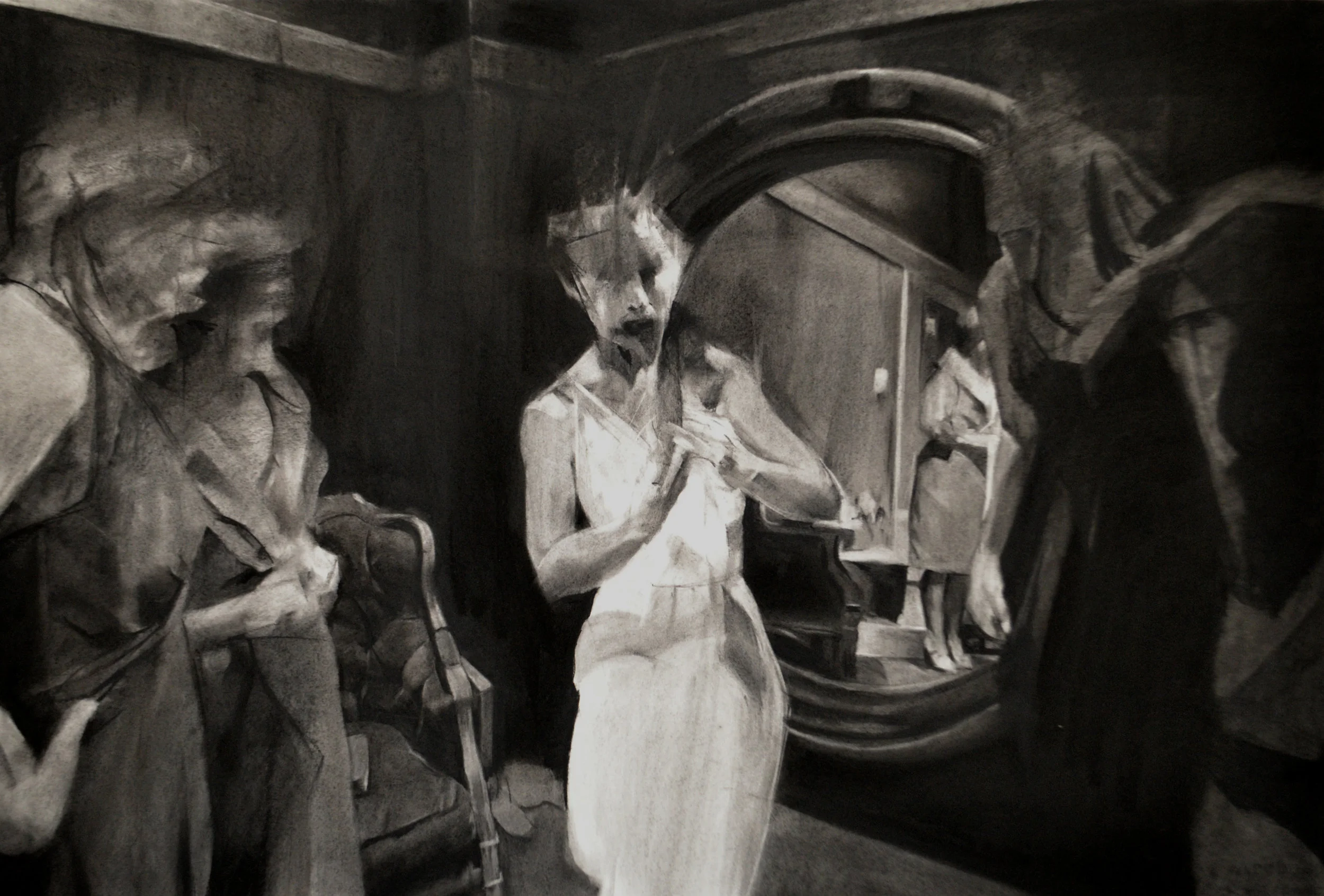 Anna Park Expectations, 2018 Charcoal on paper 25 x 37 in.