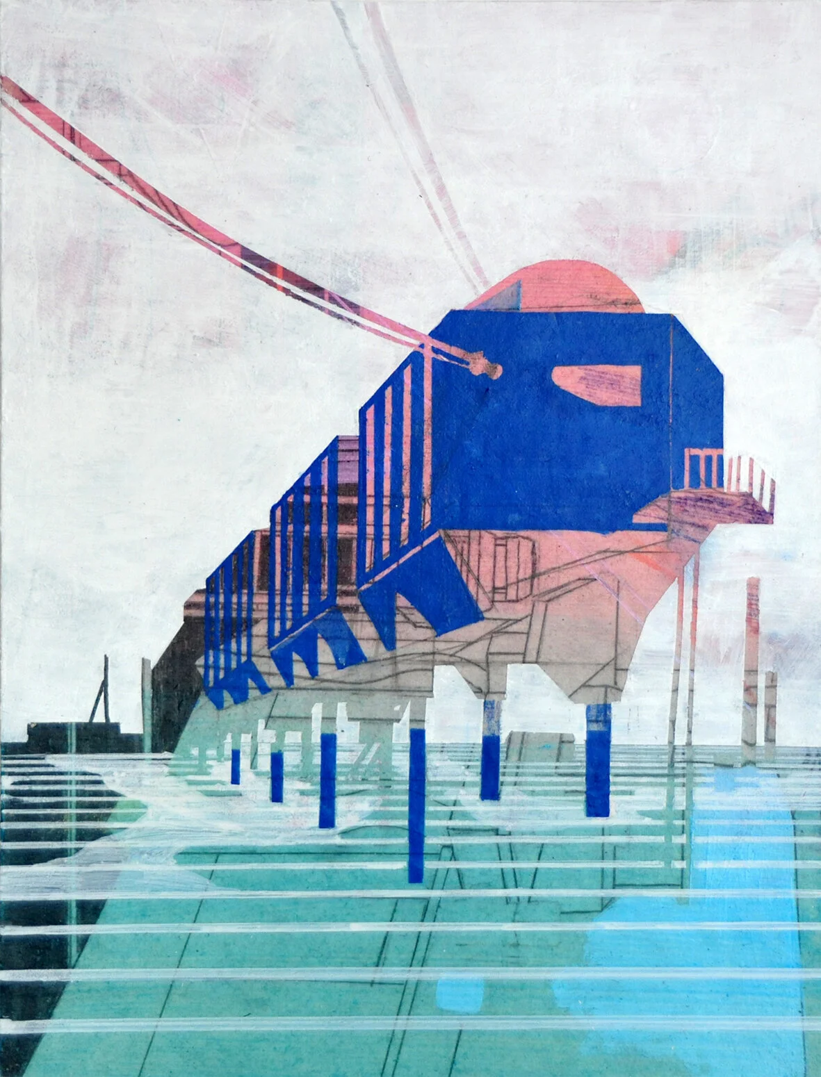 Susanne Wurlitzer Halley VI Station, 2019 Pencil, colored pencil, felt-tip pen, acrylic, on cardboard 25 x 19 cm
