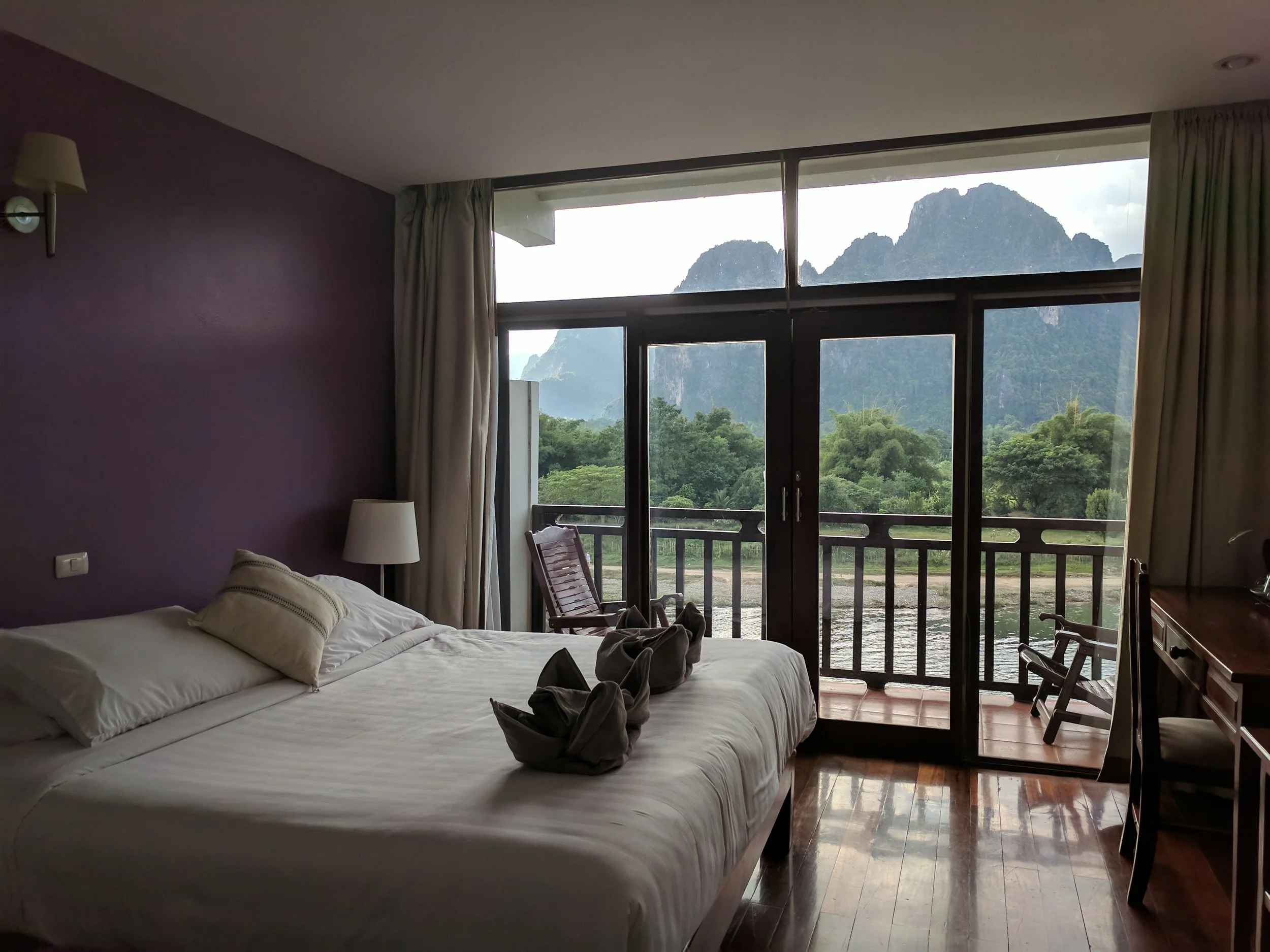 Accommodations at the riverside Silver Naga Hotel.