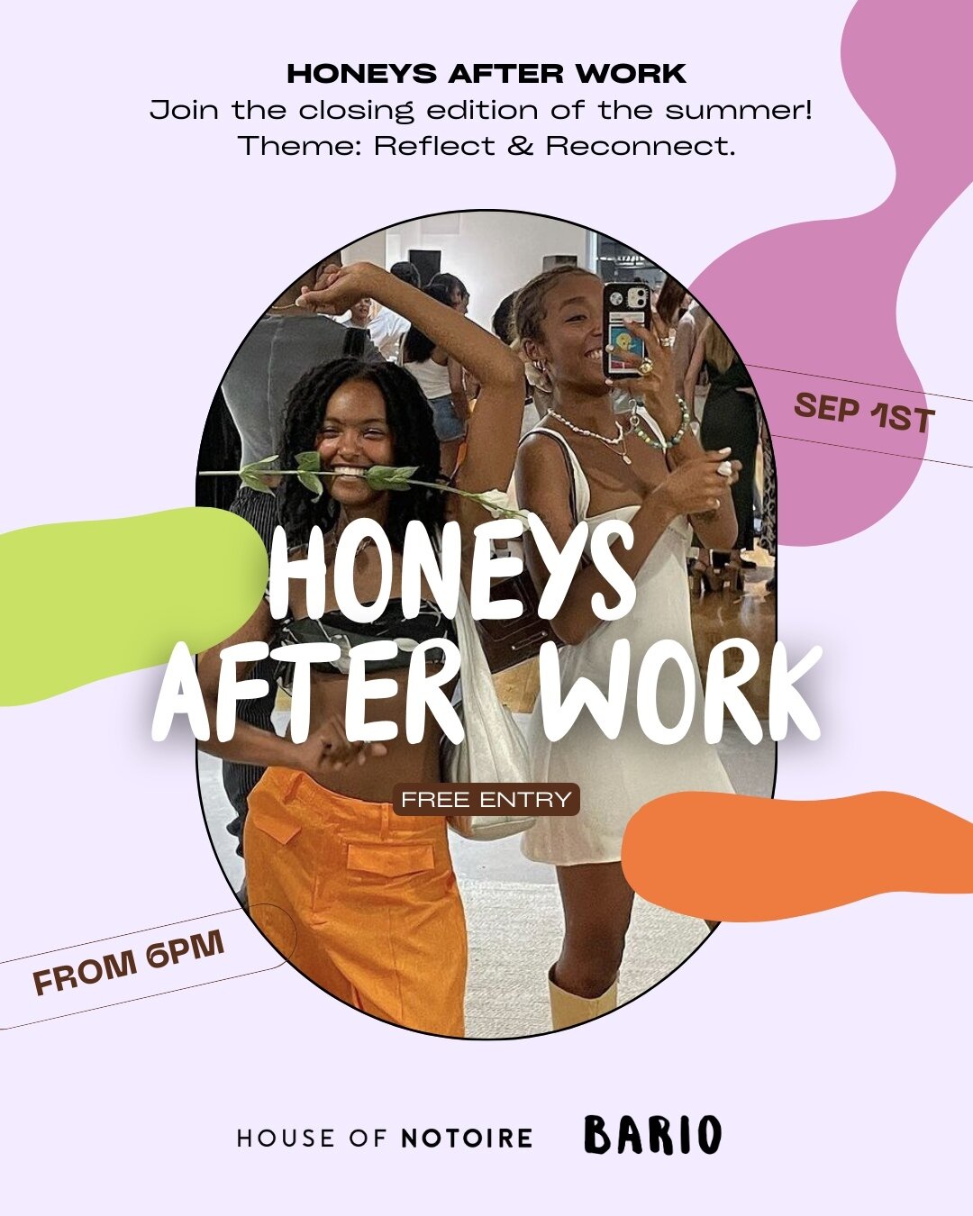 THE LAST HONEYS AFTER WORK!⁠
⁠
We had a great summer at @bar.bario, and now we're closing out the season with the last Honeys After Work. The theme of this edition is &quot;Reflect &amp; Reconnect&quot;. Bring a friend and make new ones, while we pla