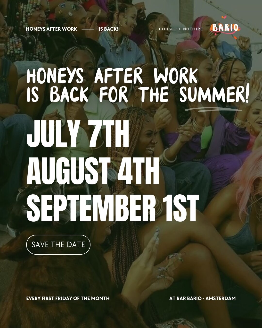 HONeys After Work is back at @bar.bario this summer! 🧡🍹🍉⁠
More details to follow soon, but save these dates - with permanent marker - in your agenda and see you soon ✨