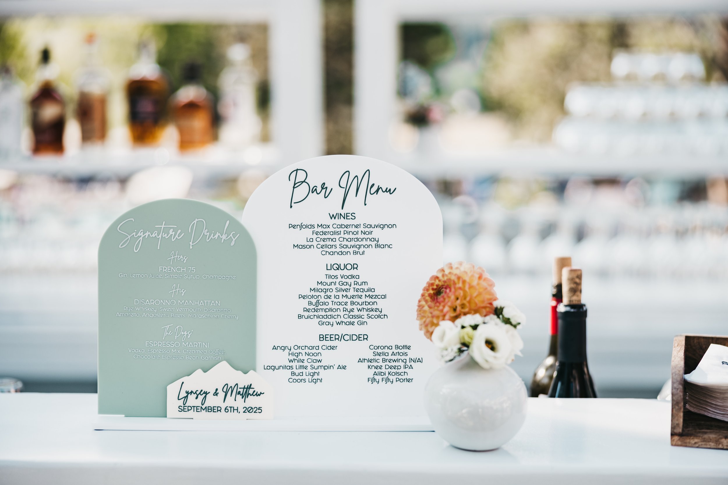 Duo Mountain Acrylic Bar Menu