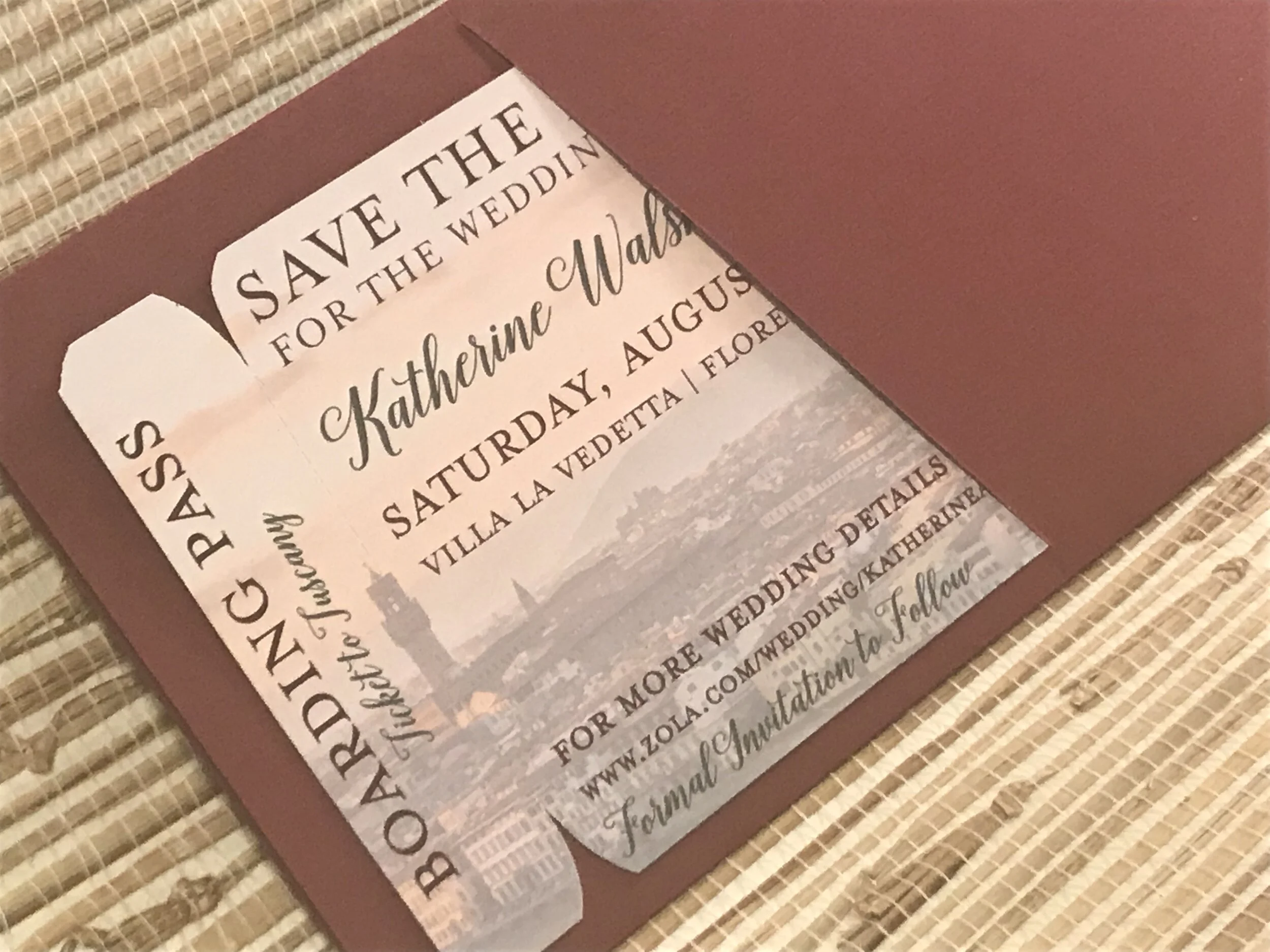 Italy Engagement Photo Boarding Pass