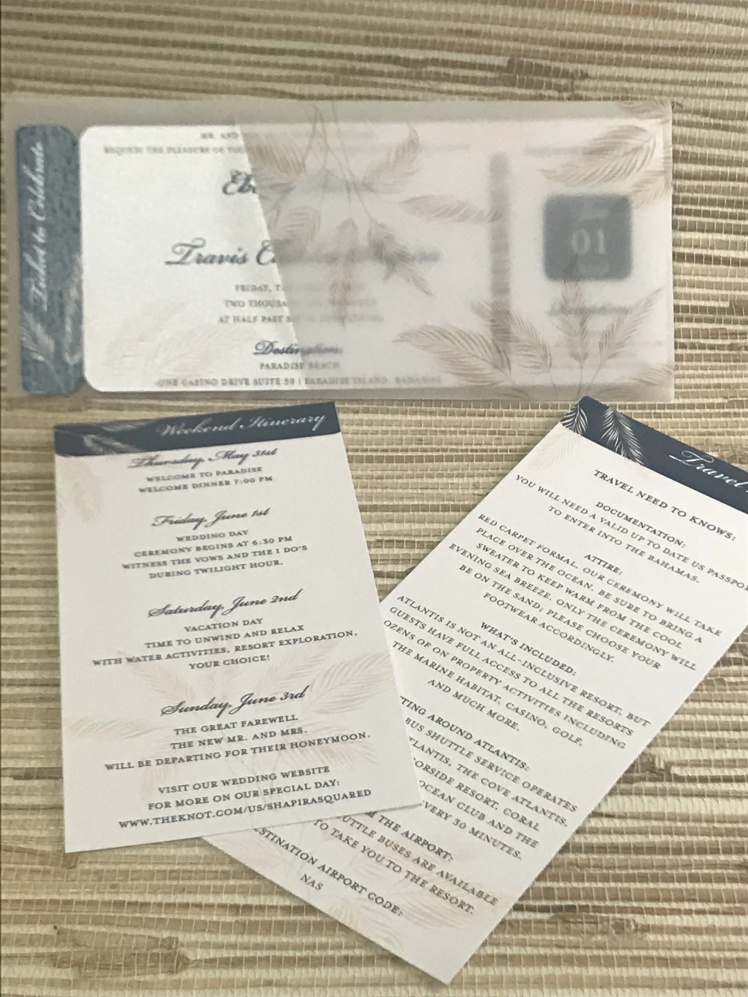 Tropical Vellum Boarding Pass Set