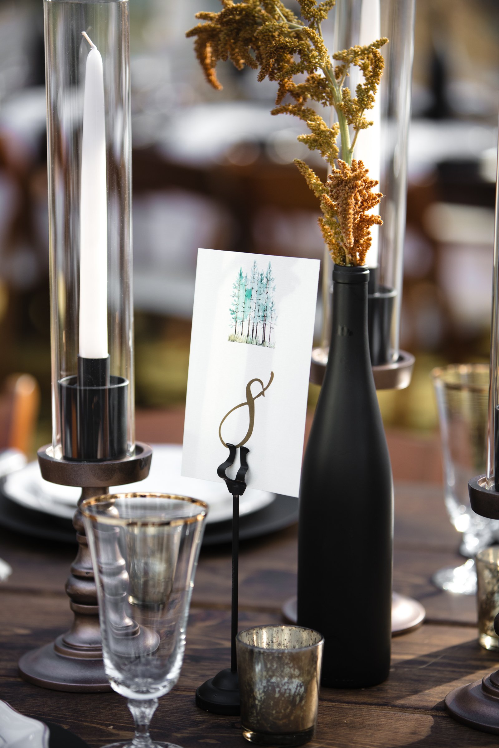 Watercolor Pine Tree Table Numbers