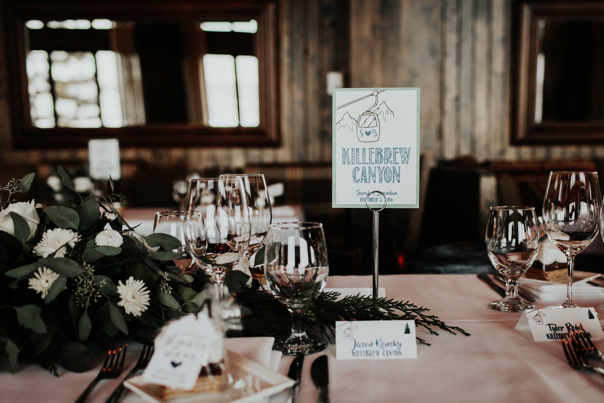 Ski Hill Table Name Cards