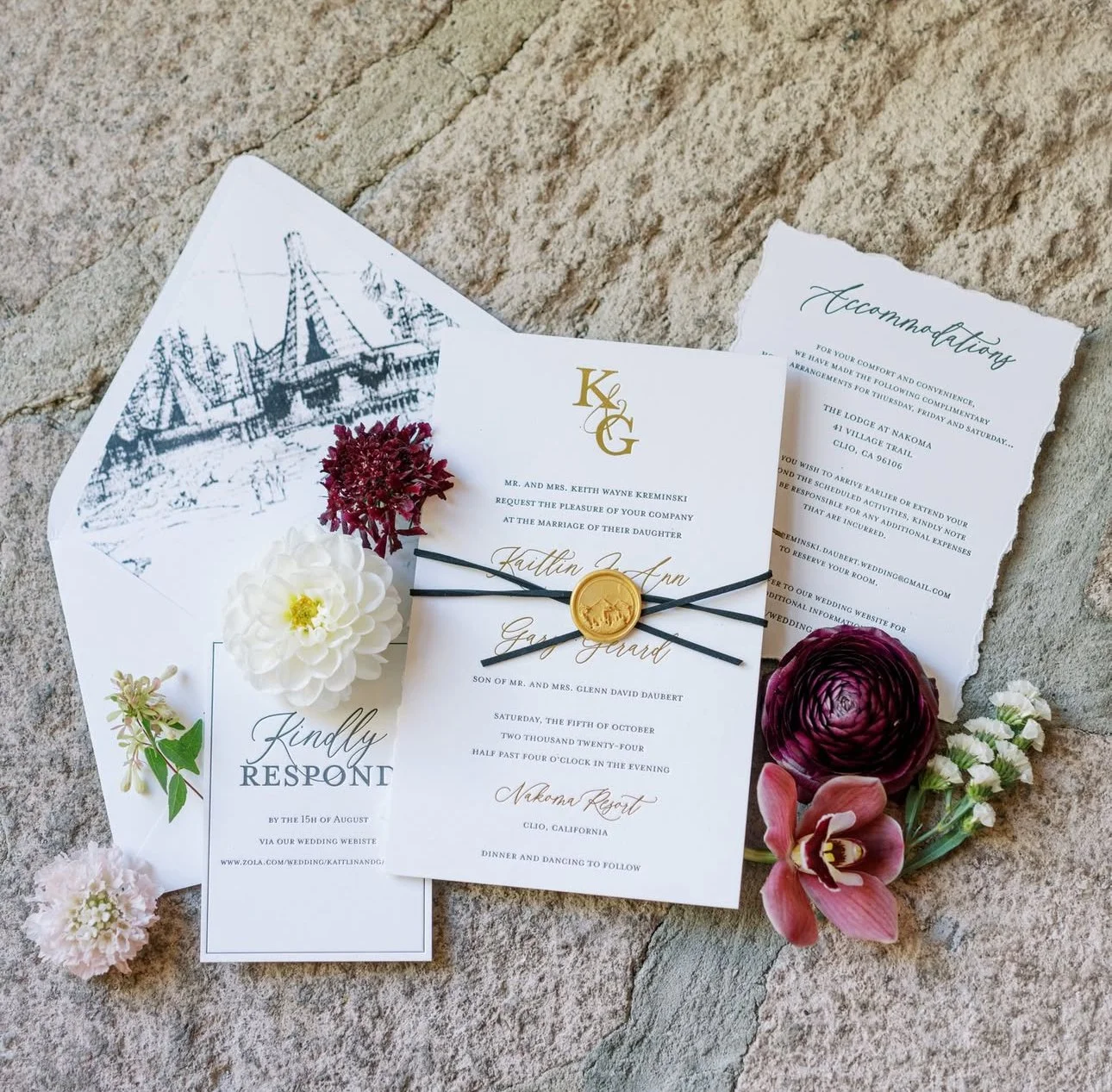 Nakoma Inspired Wedding Invitation Suite