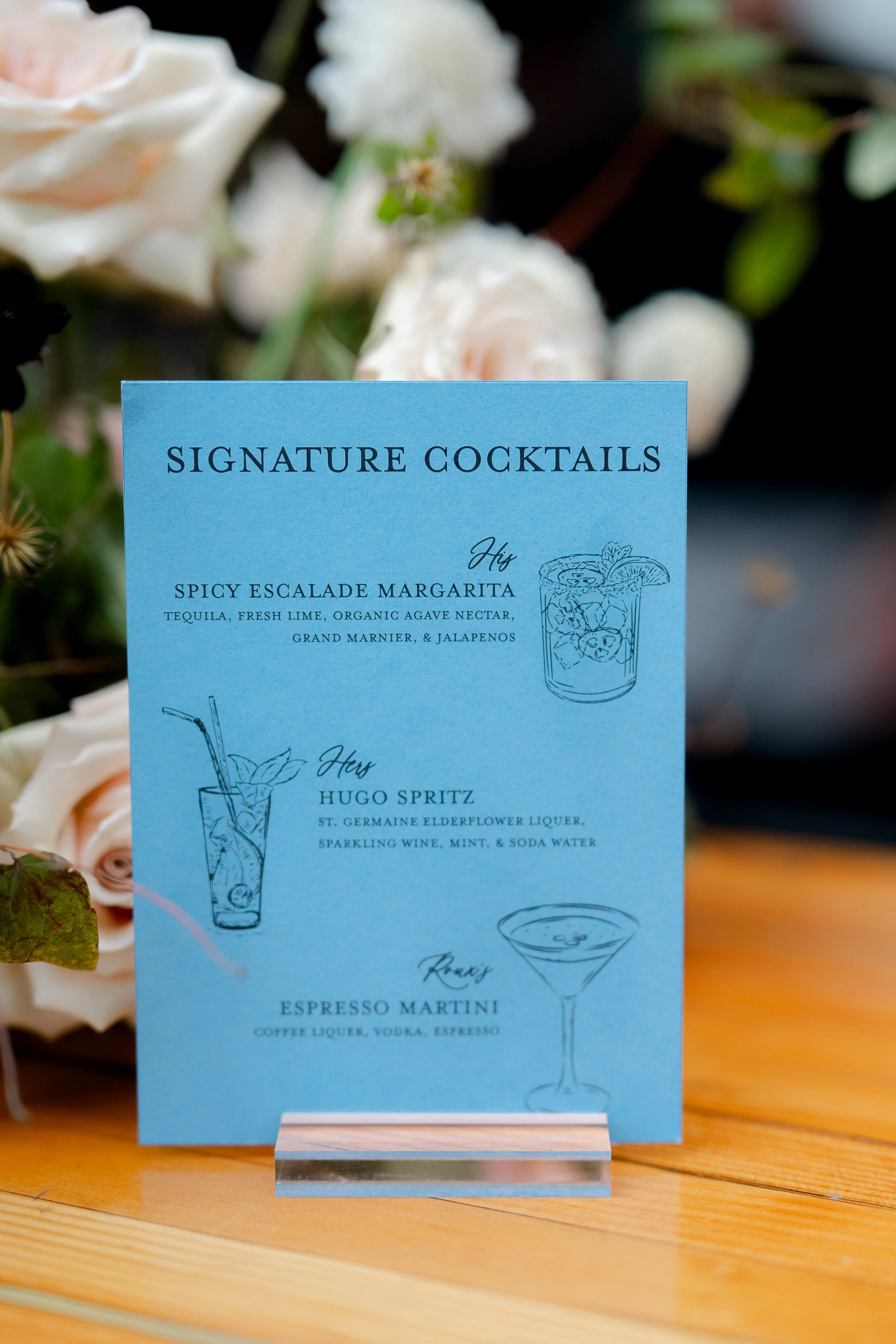 White Printed 8x10 Classic Signature Cocktail Drink