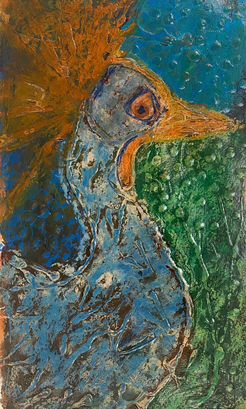 Mixed Media Grey Crowned Crane