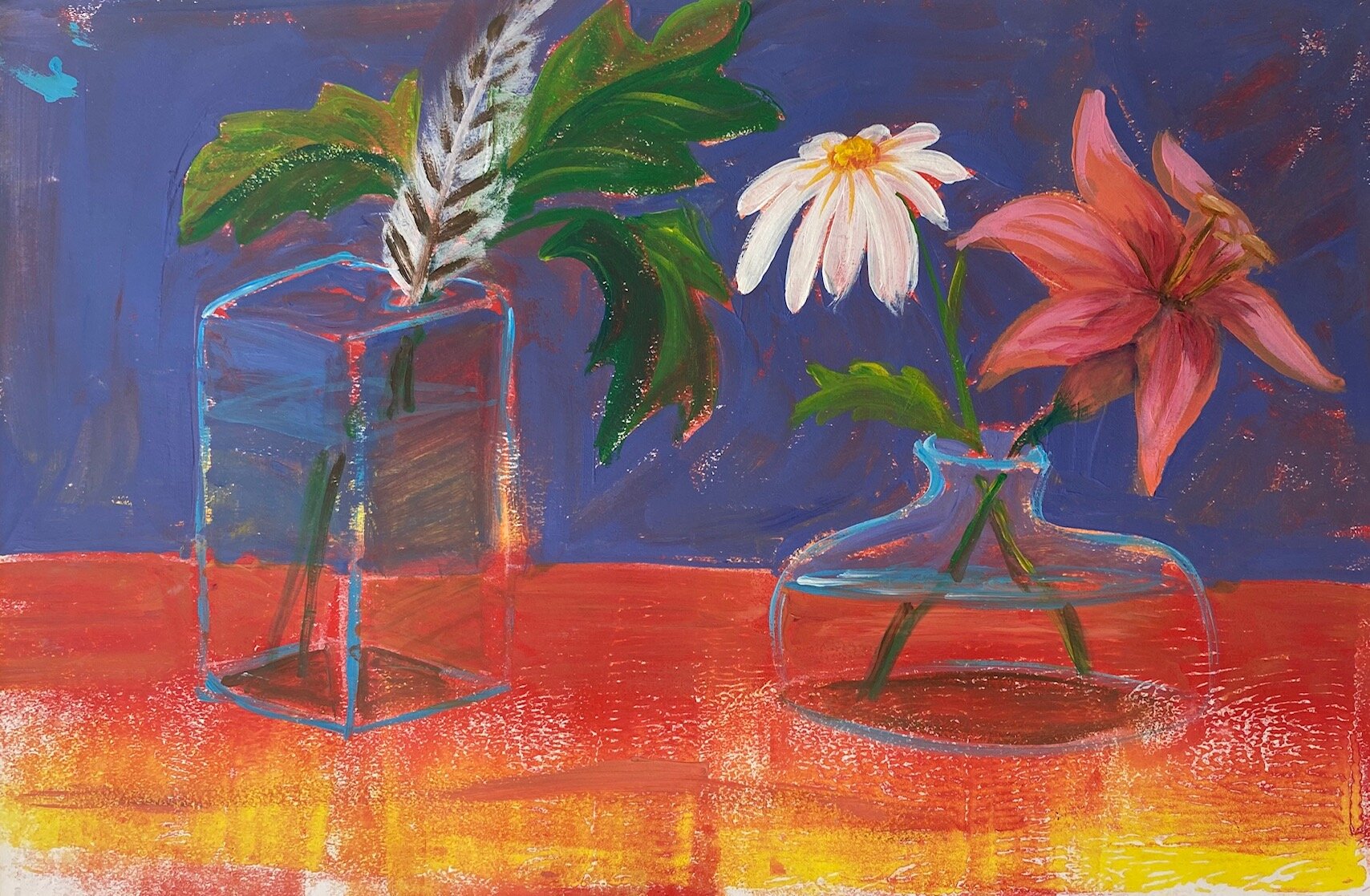 Acrylic Flower Still Life on Paper