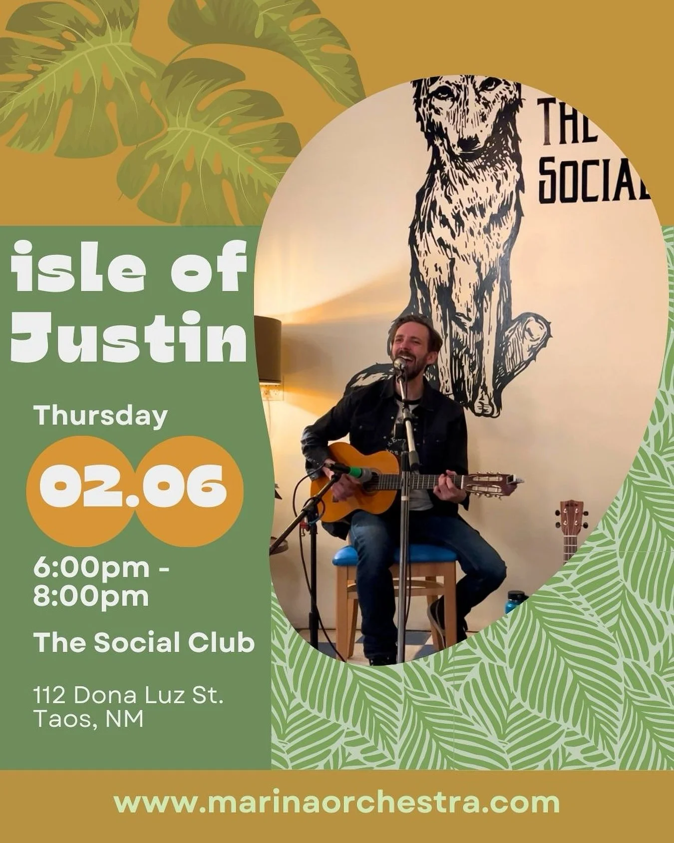 Look out for more acoustical magicness from @isleofjustin this Thursday Feb 6 at @thesocialclubtaos