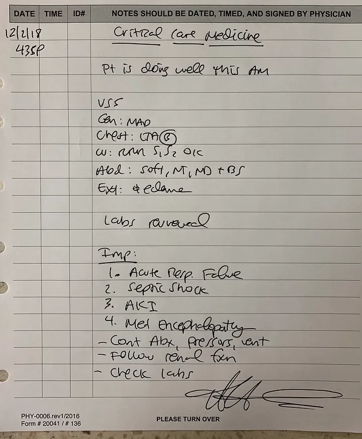 Handwritten notes from early thinking on why static health plans fail and why real-time, personalized decisions matter.